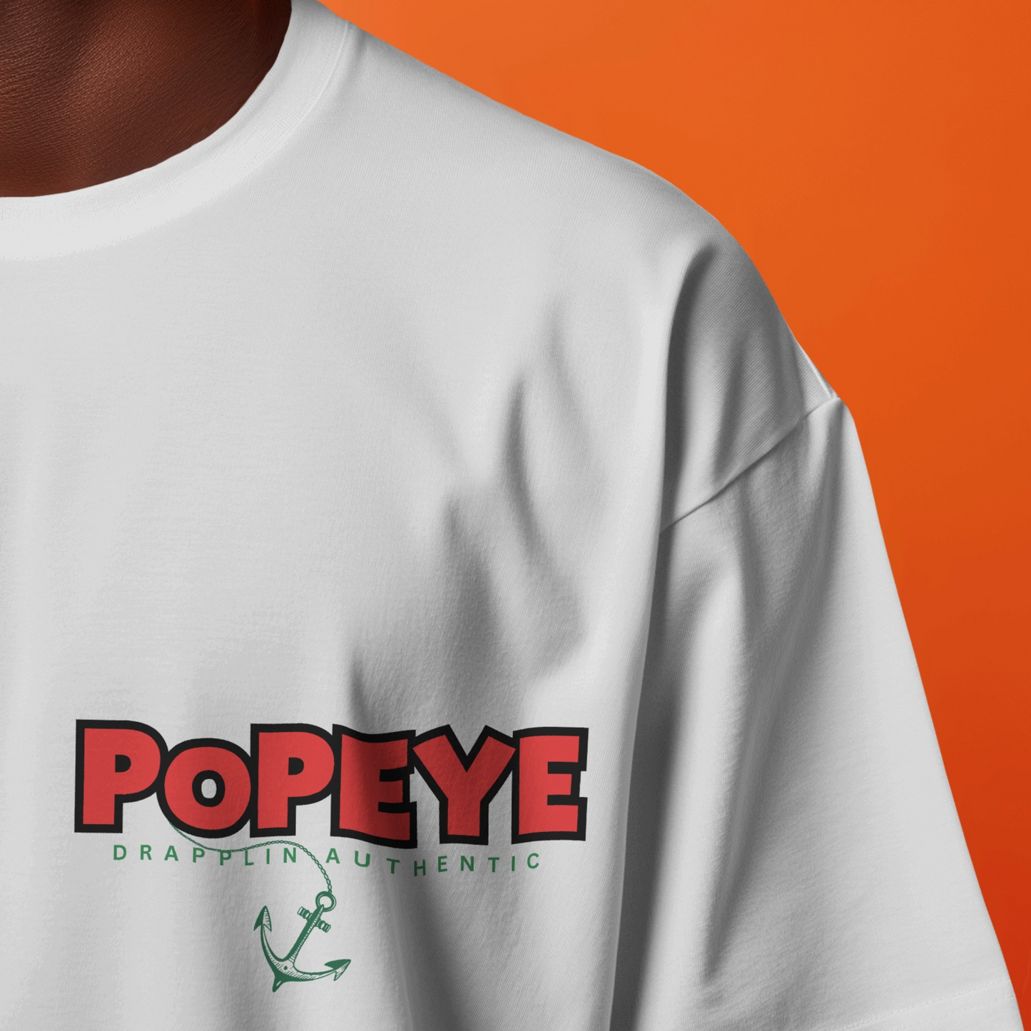 Popeye Premium White Oversized Typography Back Printed T-shirt