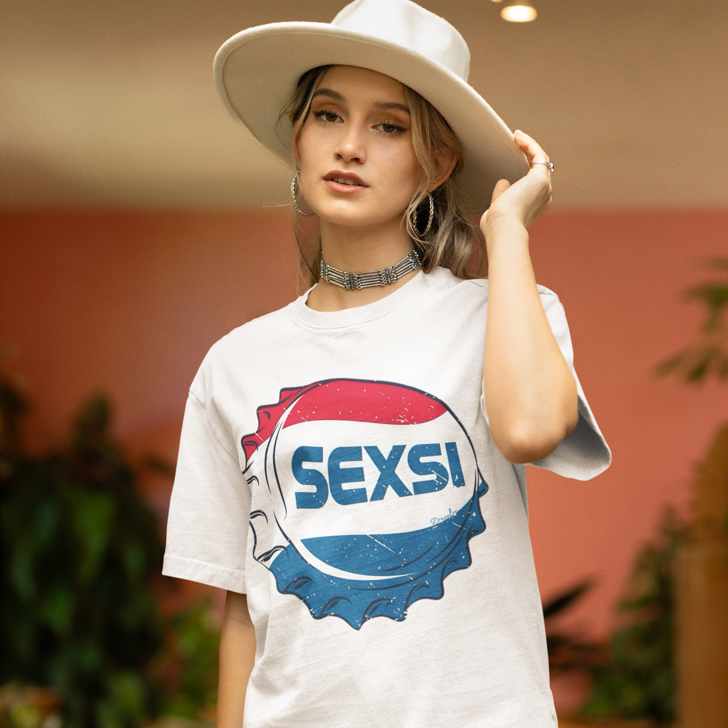 Sexsi Premium Woman White Oversized Printed T-shirt