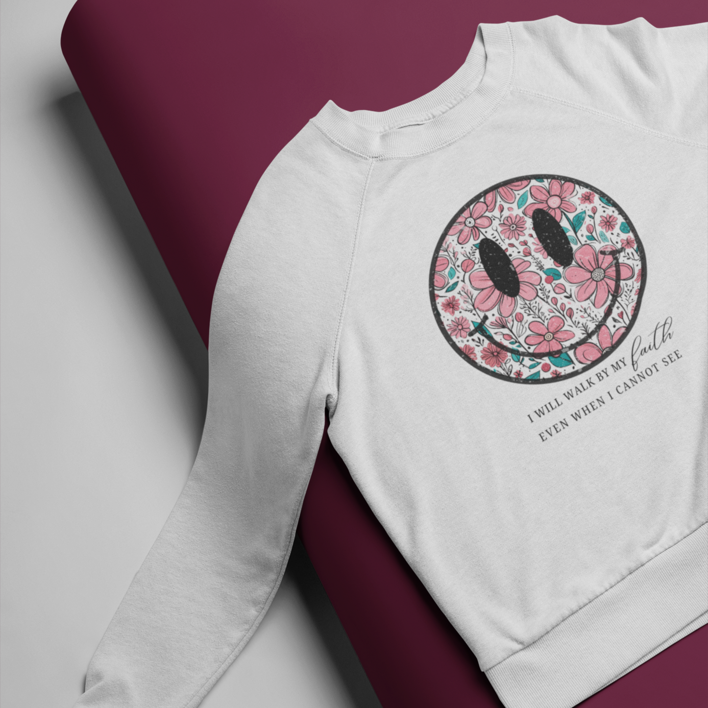 Smiley White Woman Regular Typographic Printed Sweatshirt