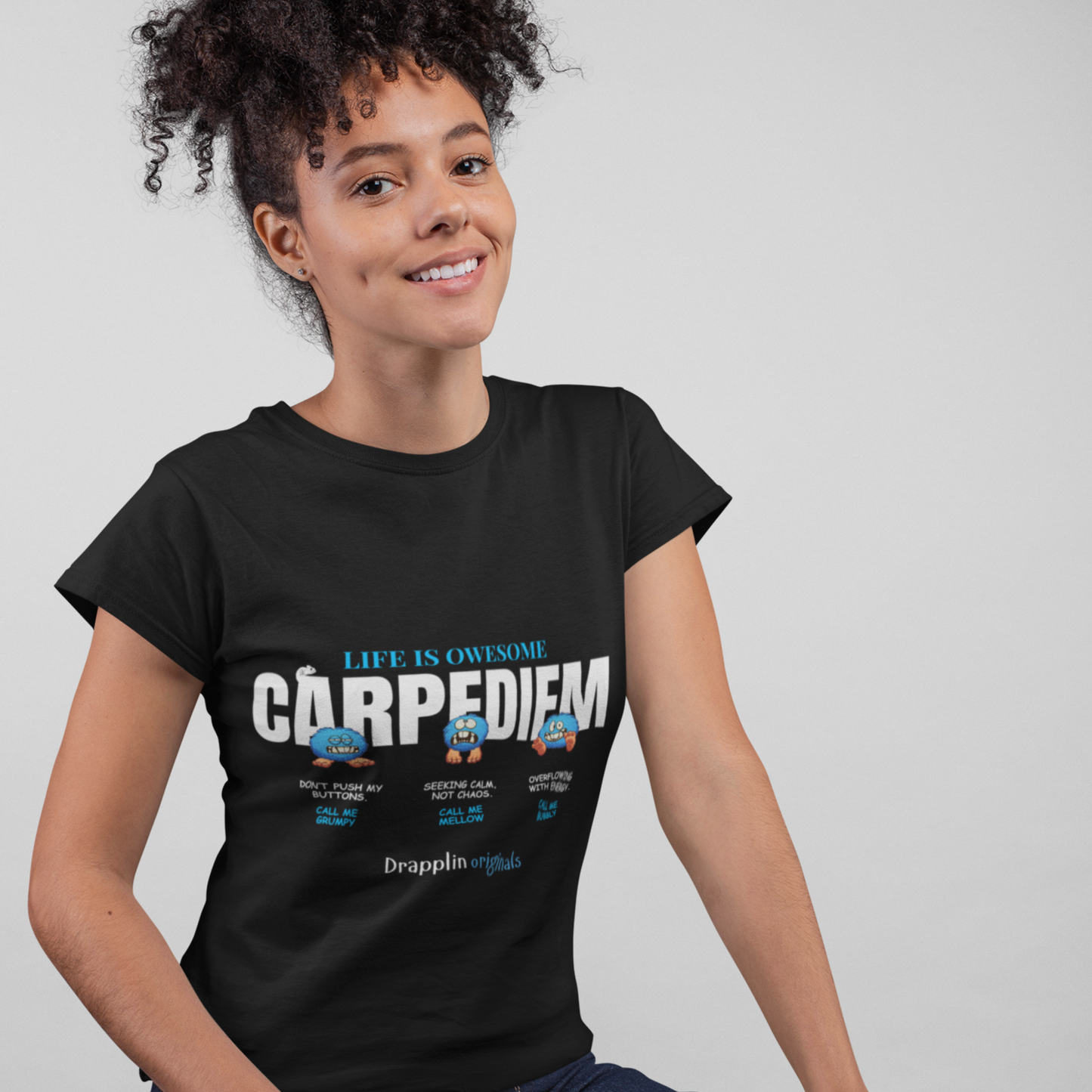 Carpediem Black Woman Regular Fit Printed T-shirt
