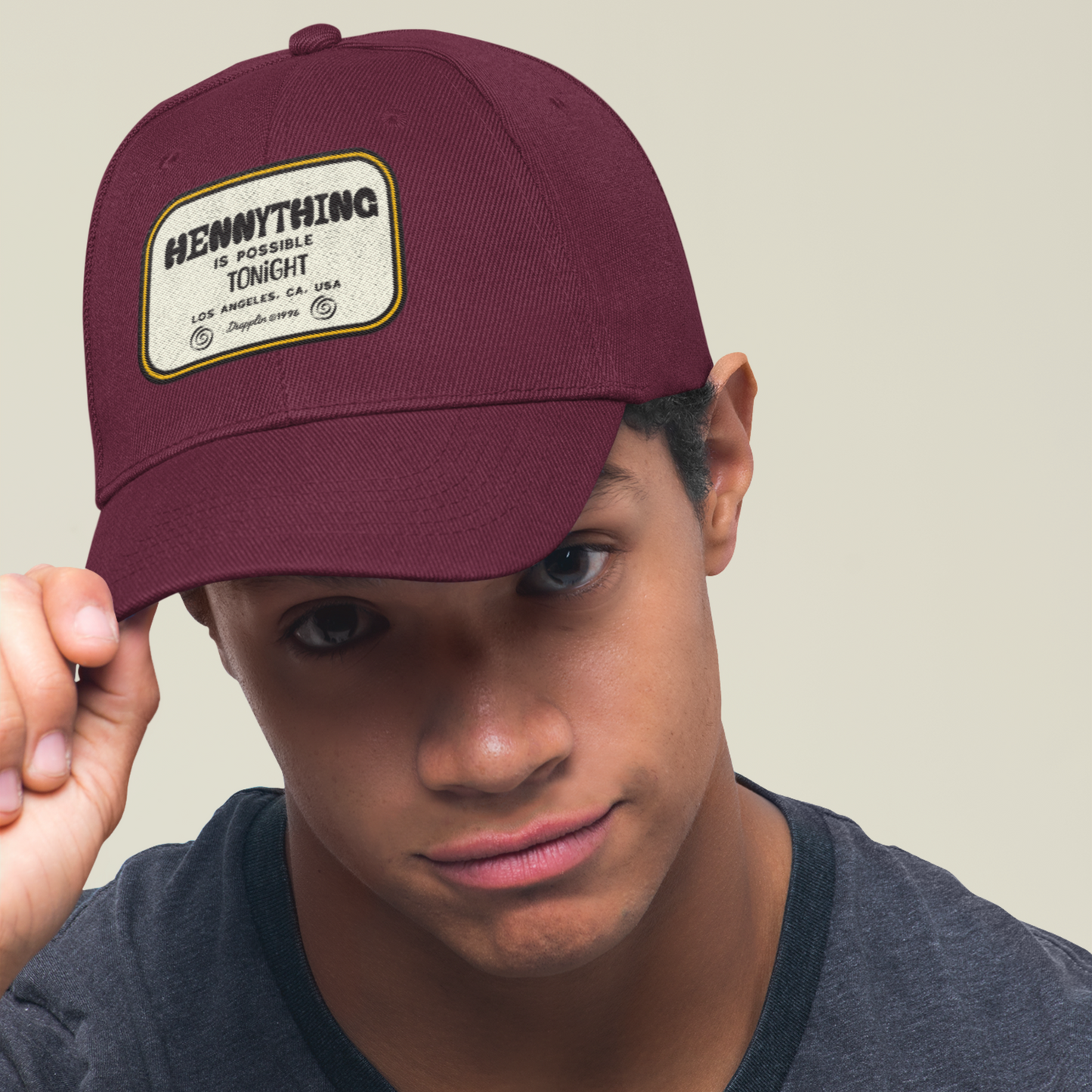 Unisex Hennything Premium Patch Maroon Baseball Cap