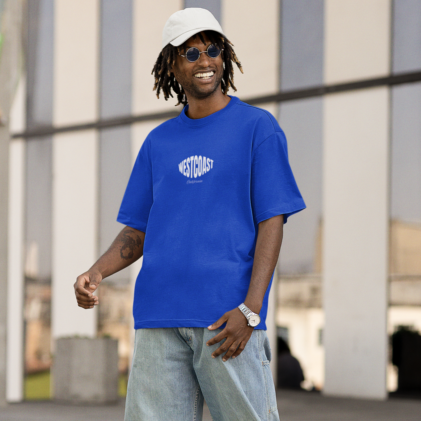 Westcoast Premium Royal Blue Oversized Typography Back Printed T-shirt