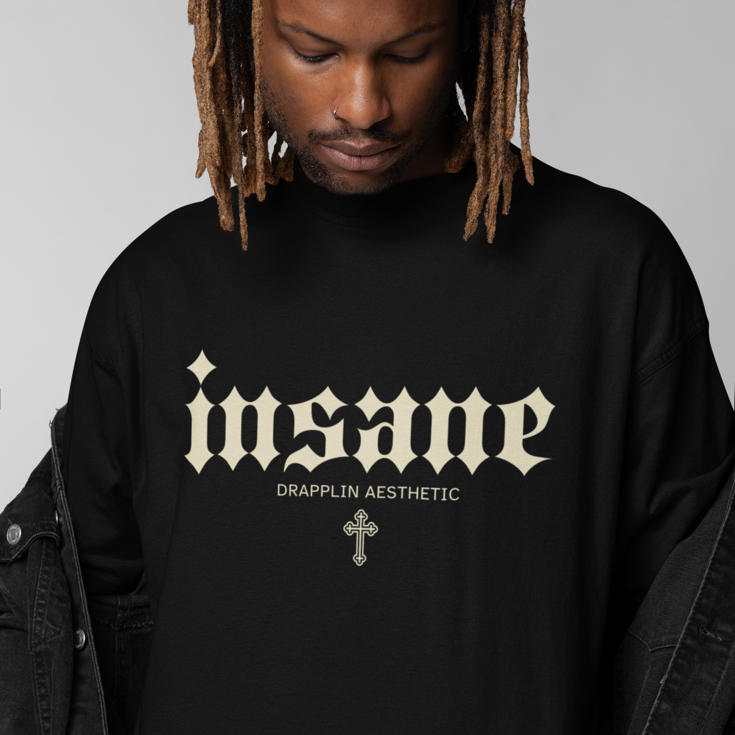 Insane Premium Black Oversized Typography Back Printed T-shirt