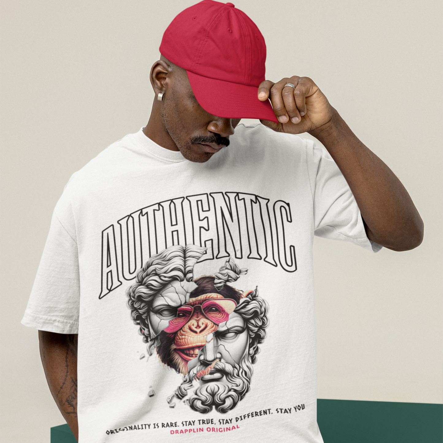 Authentic Premium White Oversized Printed T-shirt