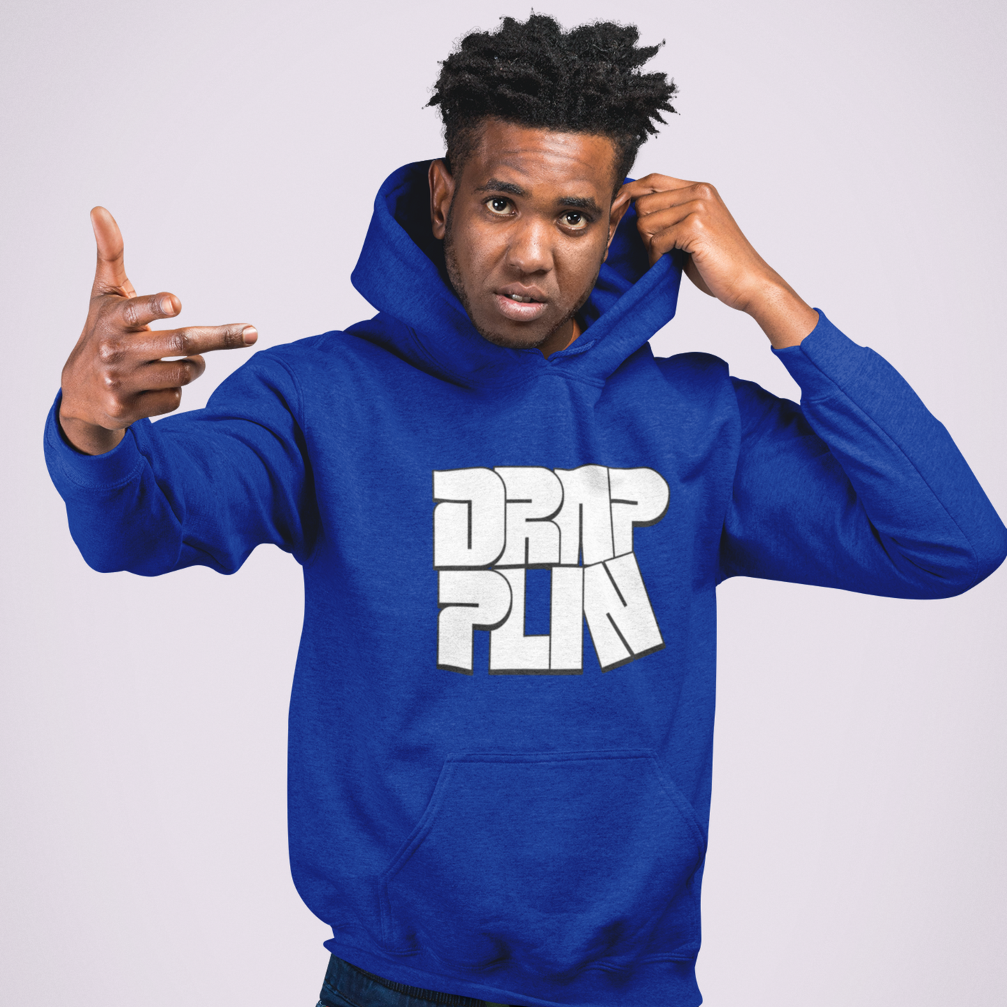 Drapplin Royal Blue Regular Typographic Printed Hoodie