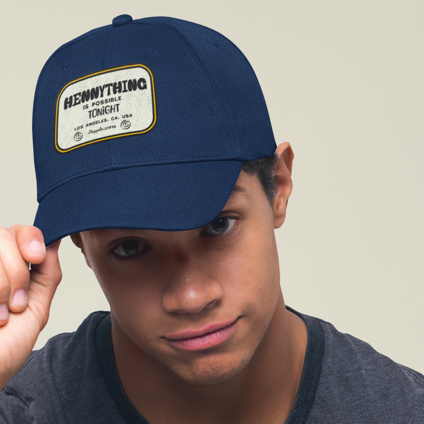 Unisex Hennything Premium Patch Navy Blue Baseball Cap