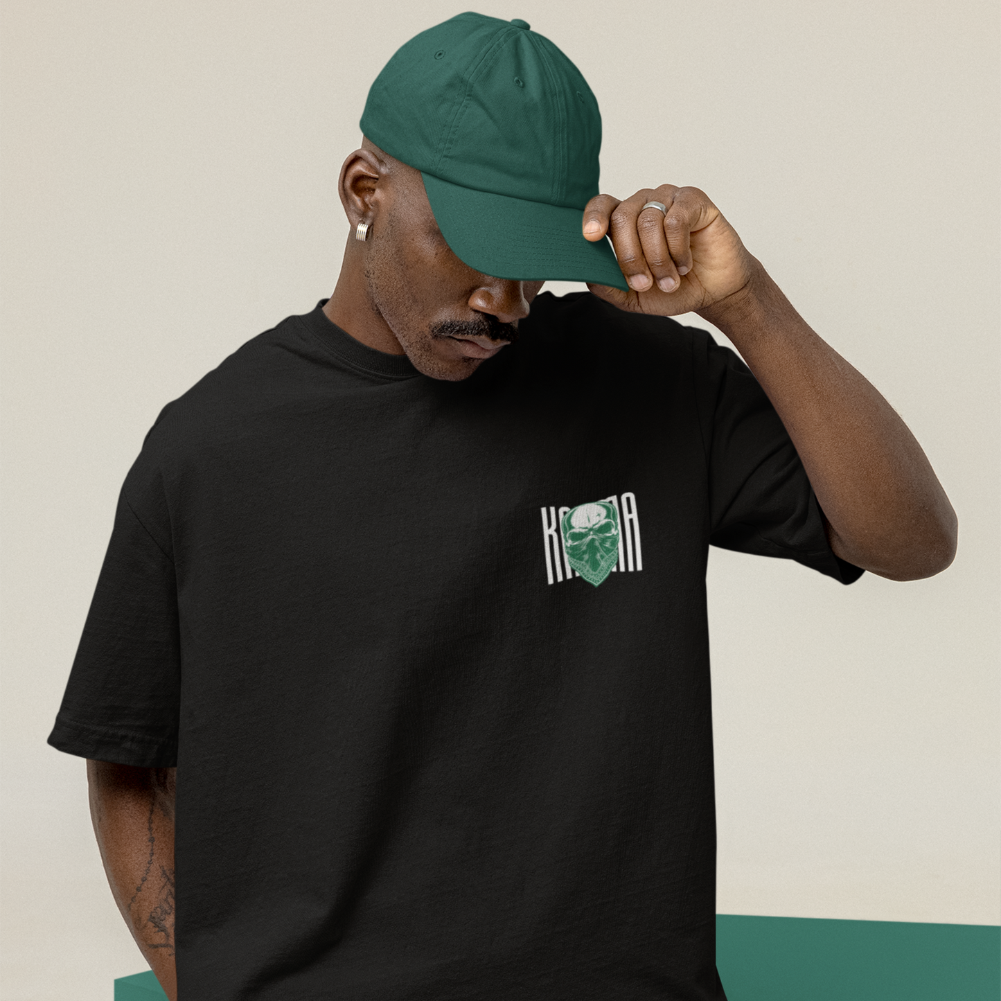 Karma Premium Black Oversized Typography Back Printed T-shirt