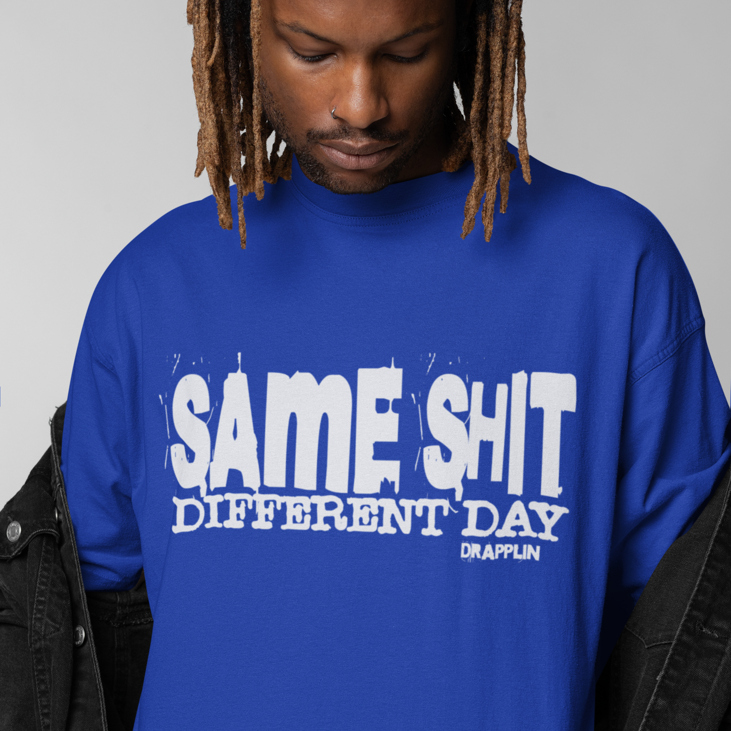 Different Premium Royal Blue Oversized Typography Printed T-shirt