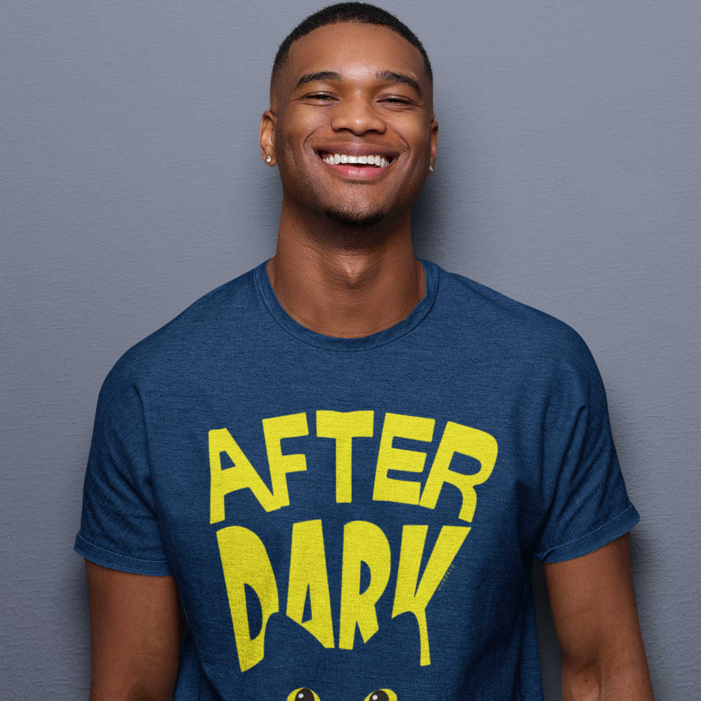After Dark Navy Blue Crew Neck Graphic Printed T-shirt
