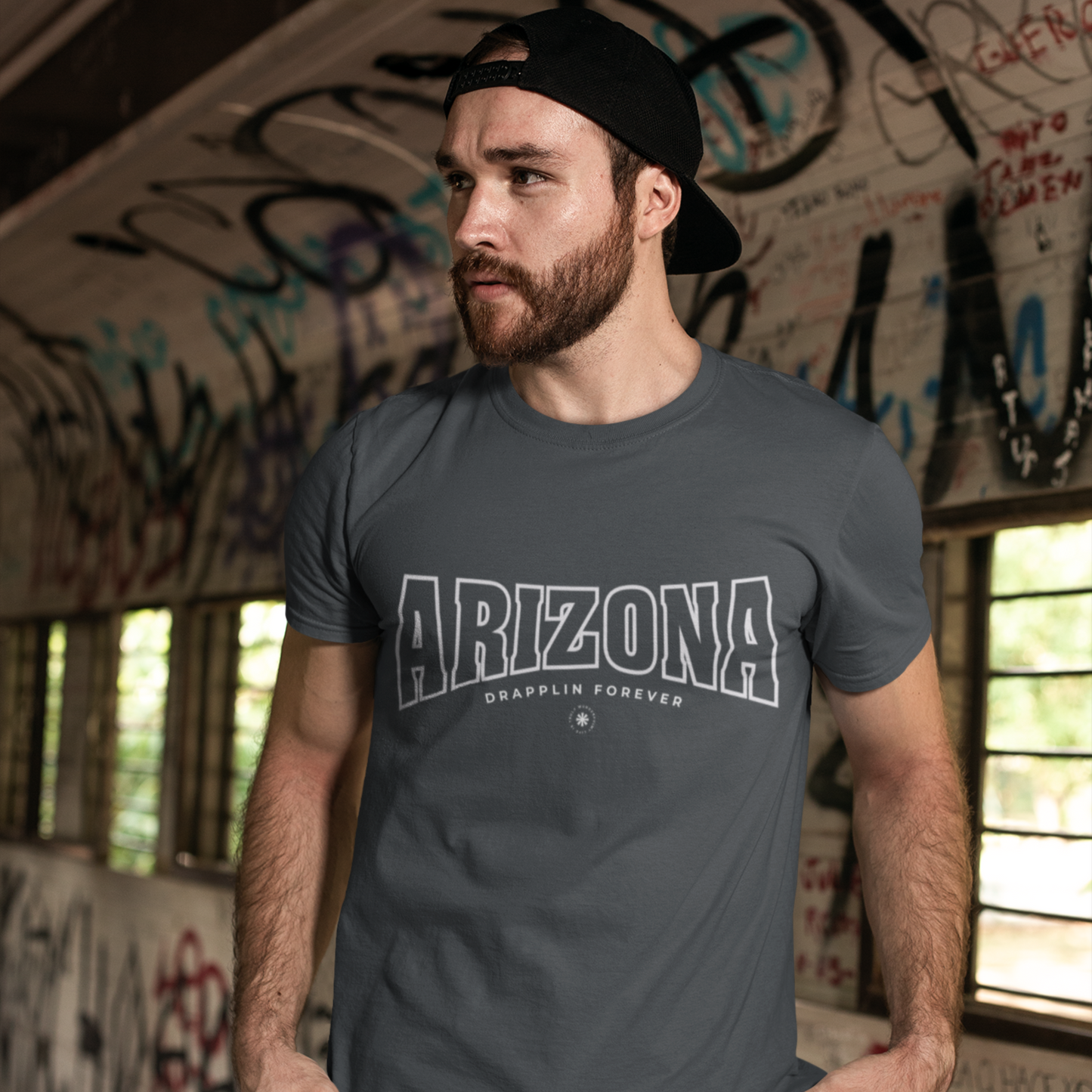 Arizona Steel Grey Crew Neck Graphic Printed T-shirt