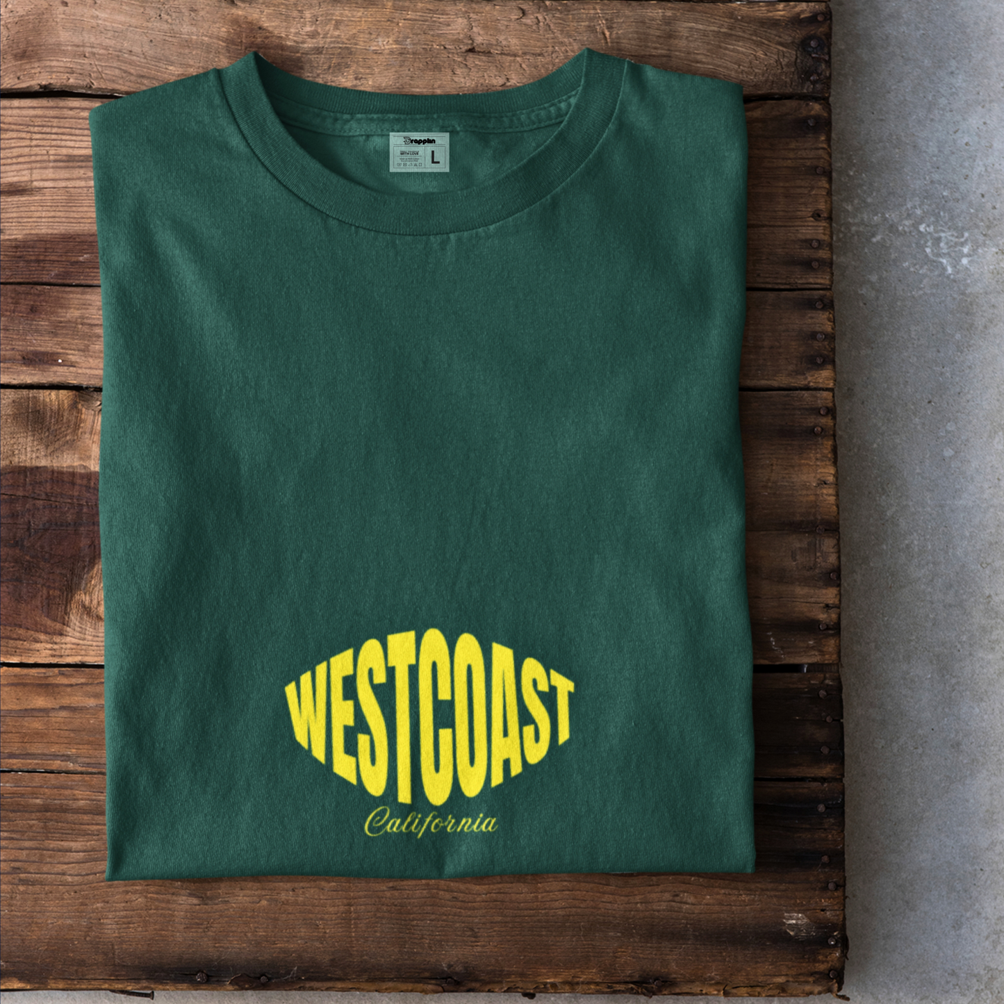 Westcoast Premium Forest Green Oversized Typography Back Printed T-shirt