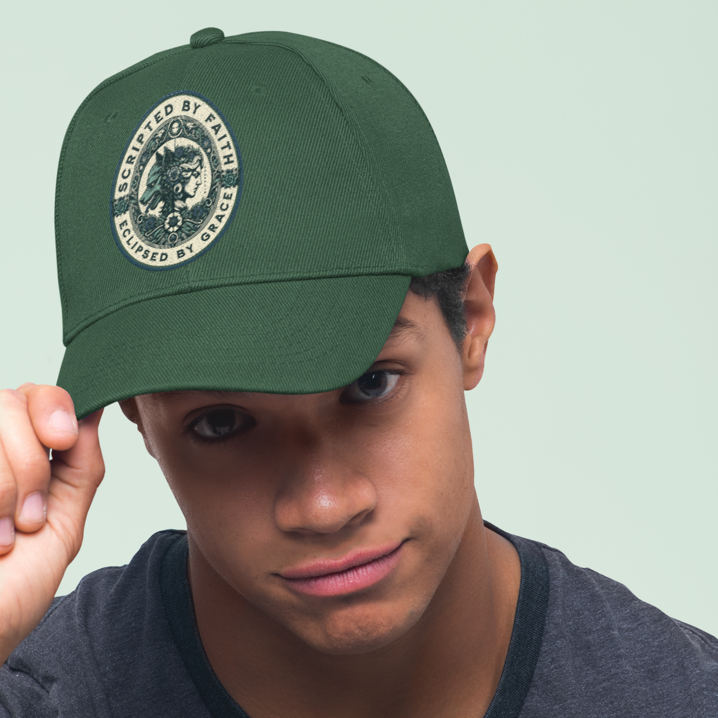 Unisex Faith Patch Premium Green Baseball Cap