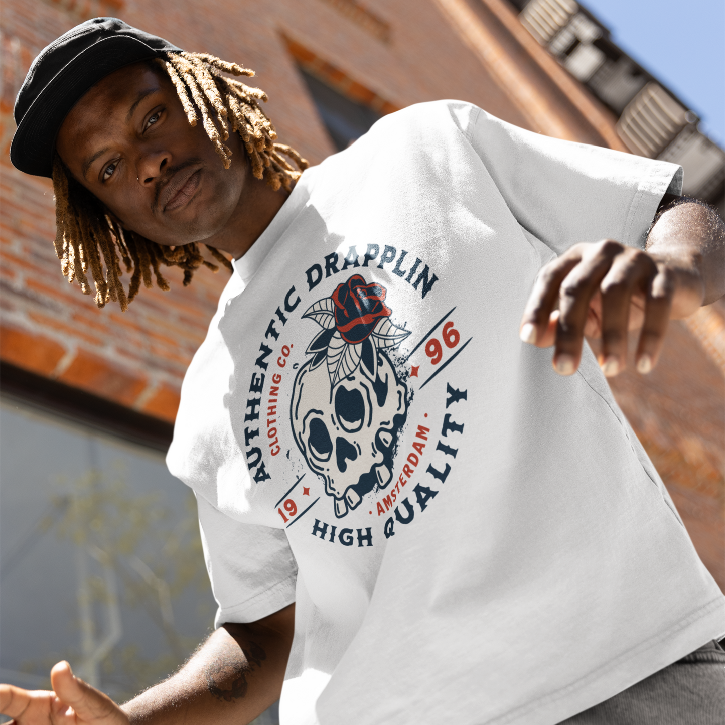 Drapplin Authentic Premium White Oversized Printed T-shirt
