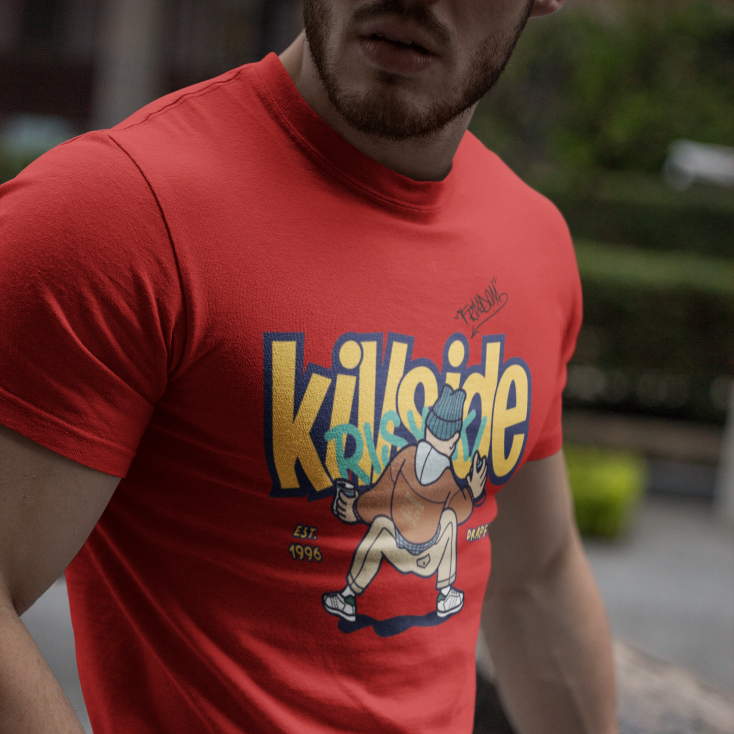 Killside Red Crew Neck Graphic Printed T-shirt