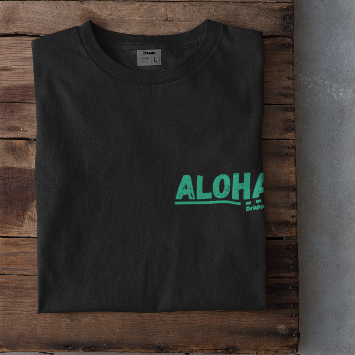 Aloha Black Oversized Typography Back Printed T-shirt