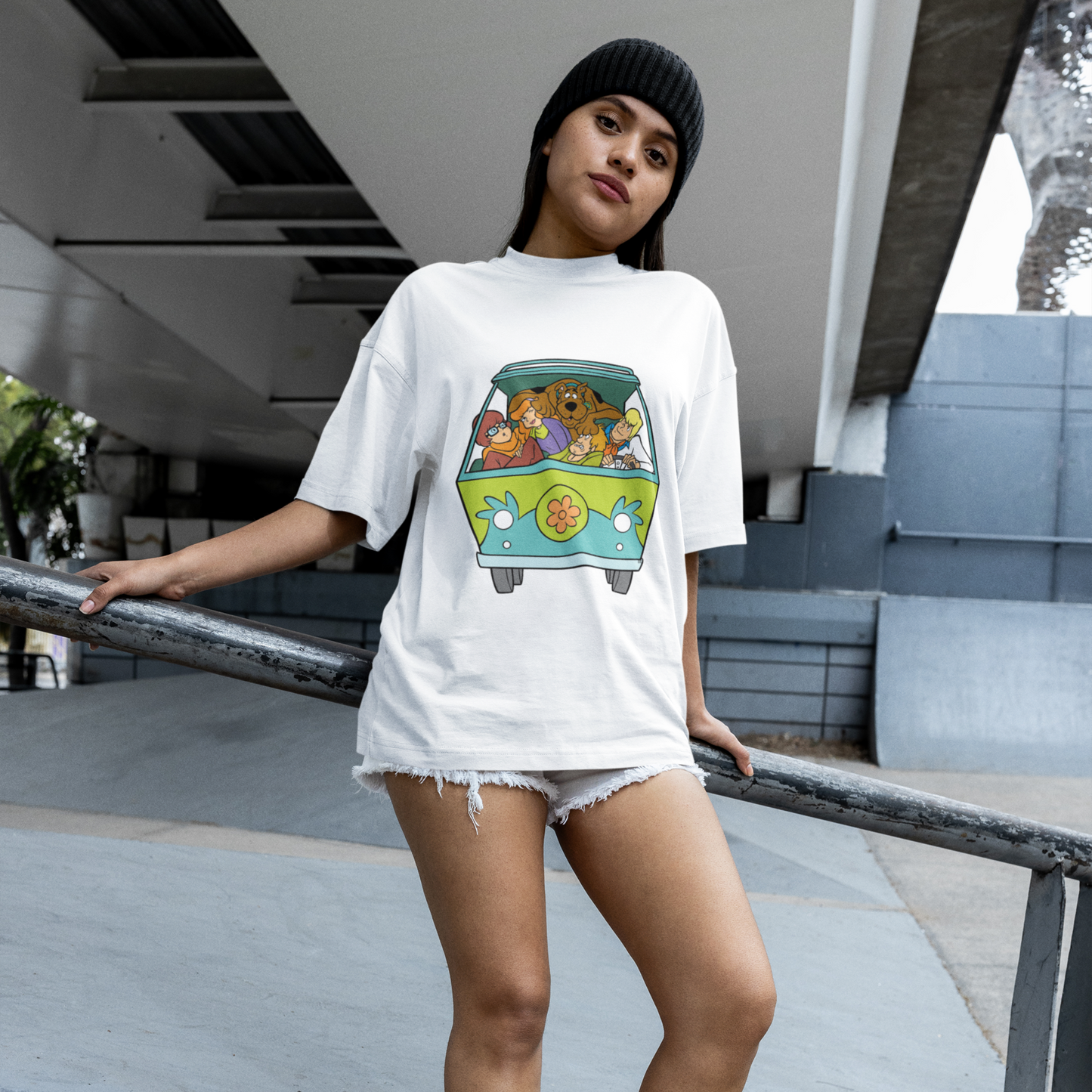 Scooby Doo Premium Unisex White Oversized Printed T-shirt