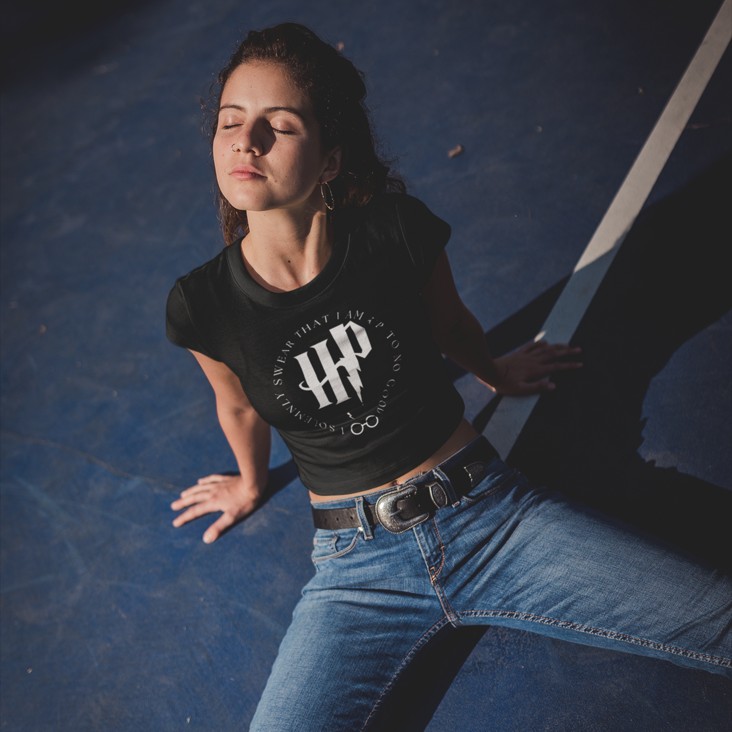 Women's Harry Potter Black Graphic Printed Crop Top T-shirt