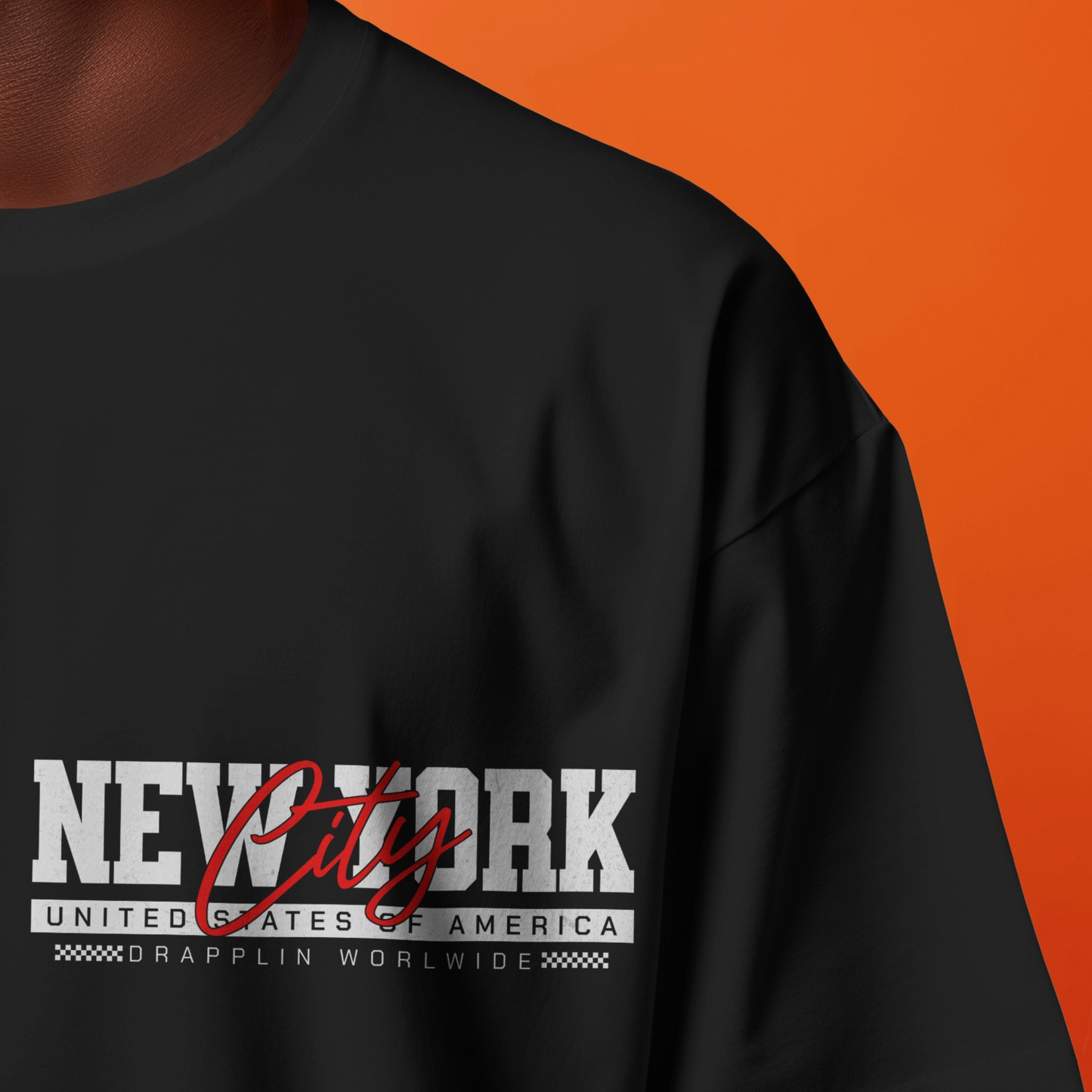 New York Premium Black Oversized Typography Back Printed T-shirt