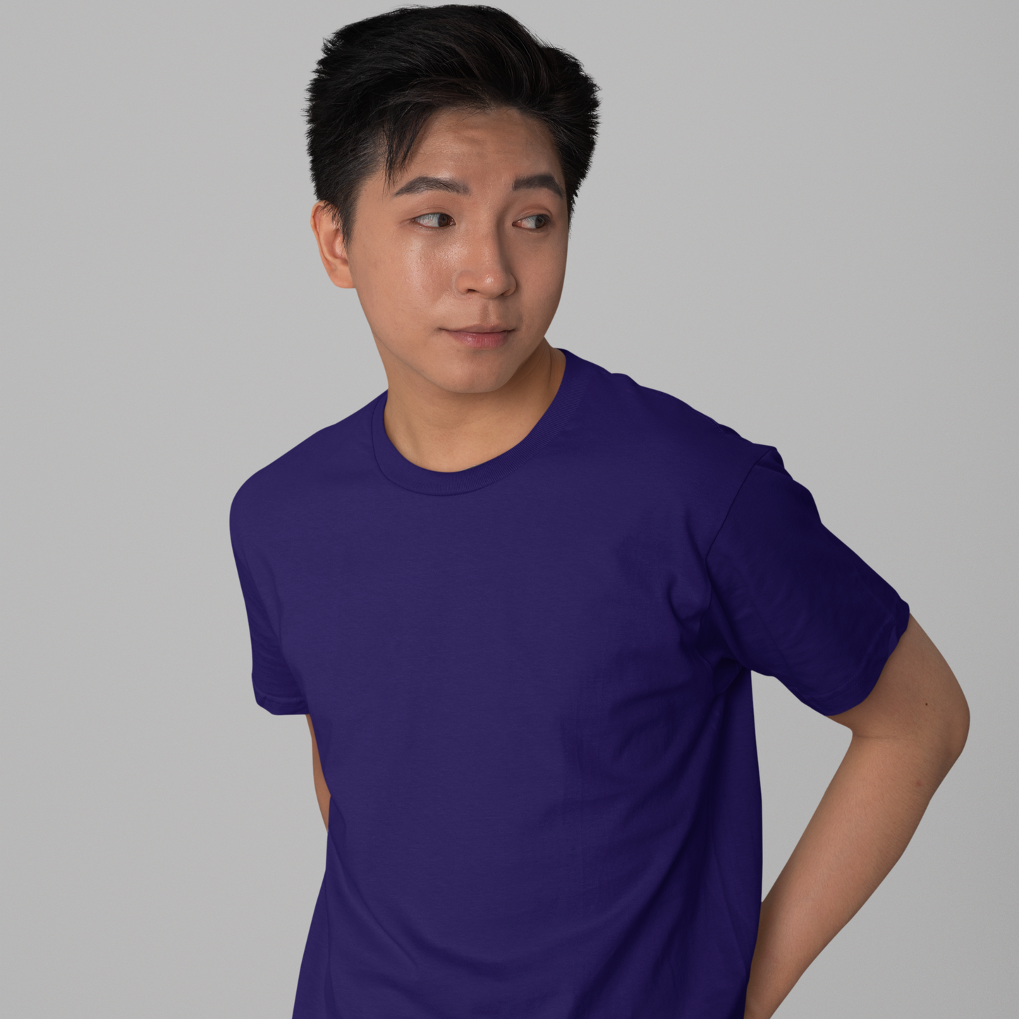 Premium Purple Regular Crew Neck Solid Plain T-shirt