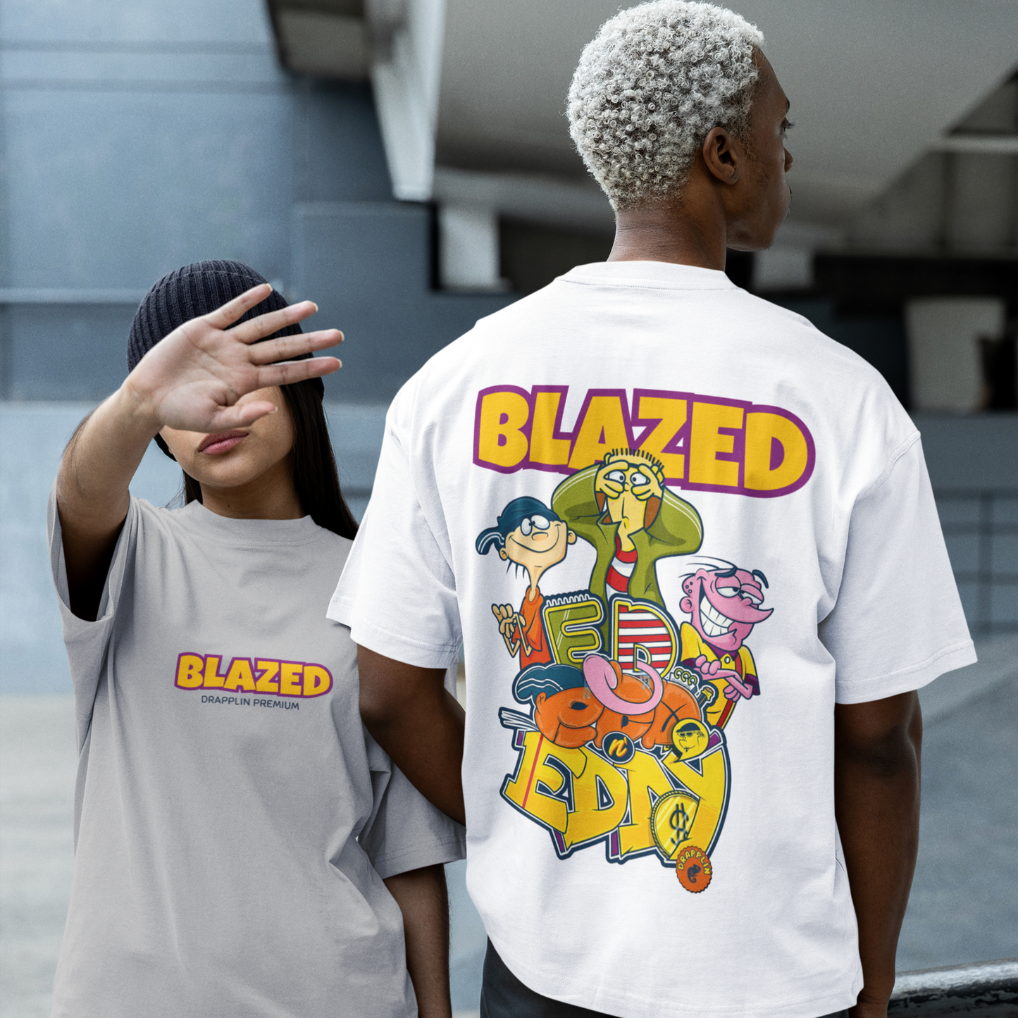 Blazed Premium White Oversized Typography Back Printed T-shirt