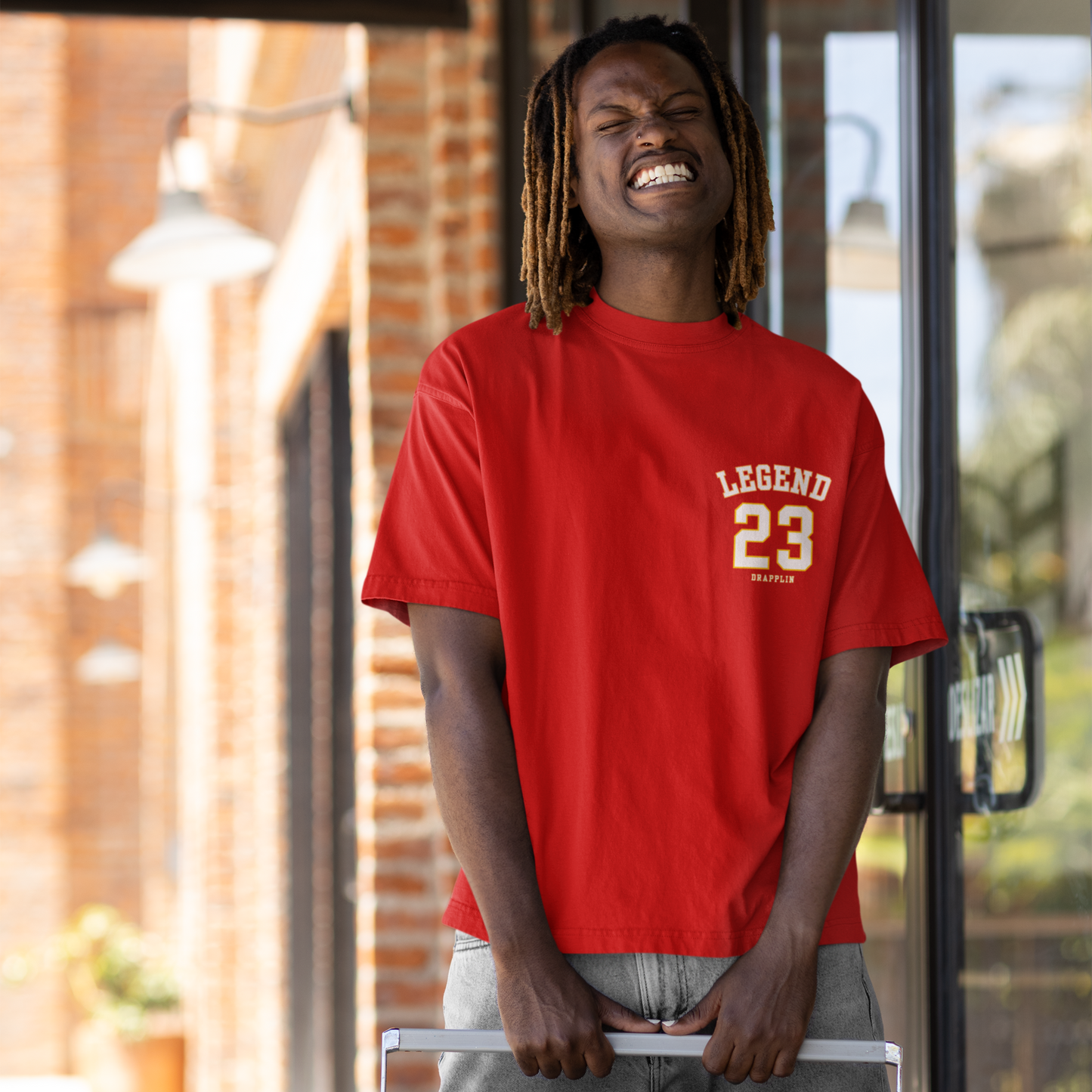 Legend Premium Red Oversized Typography Back Printed T-shirt