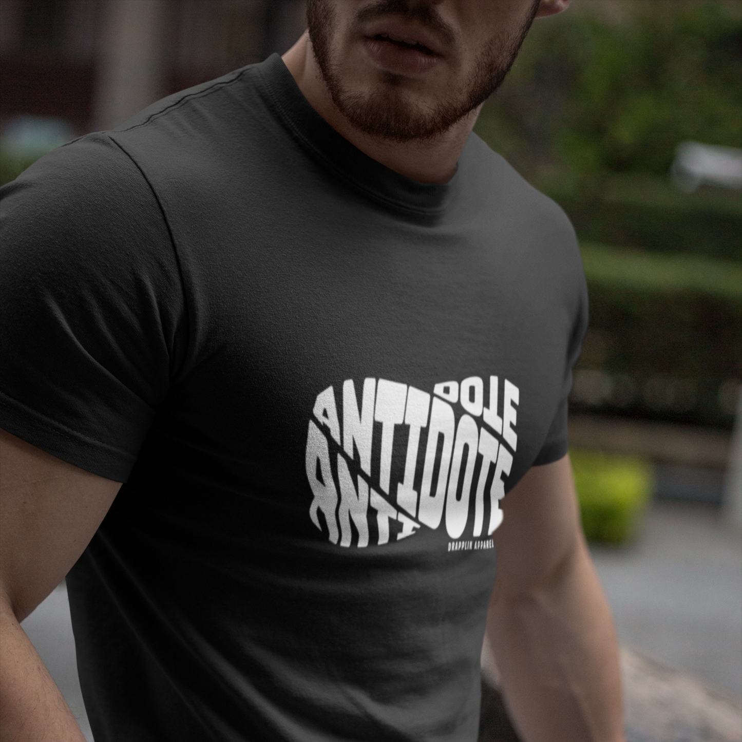 Antidote Black Crew Neck Graphic Printed T-shirt