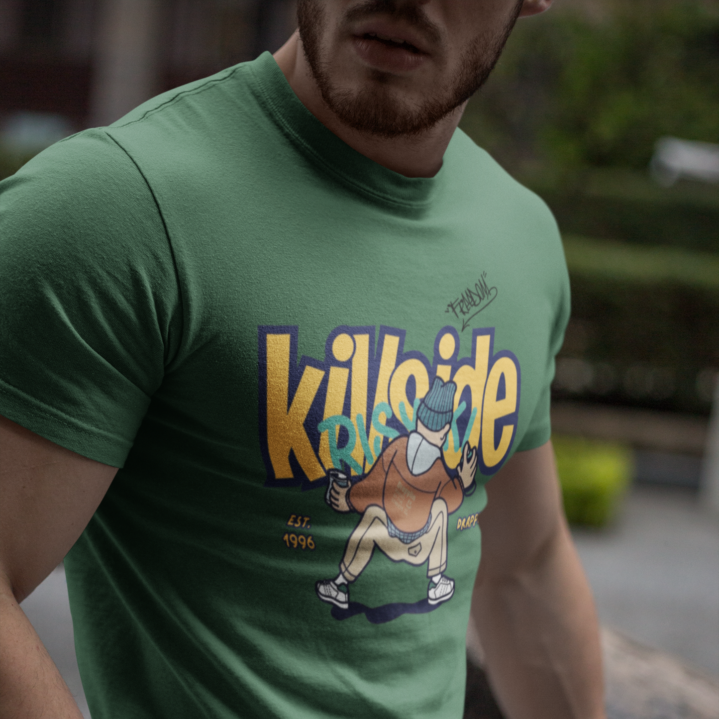 Killside Forest Green Crew Neck Graphic Printed T-shirt