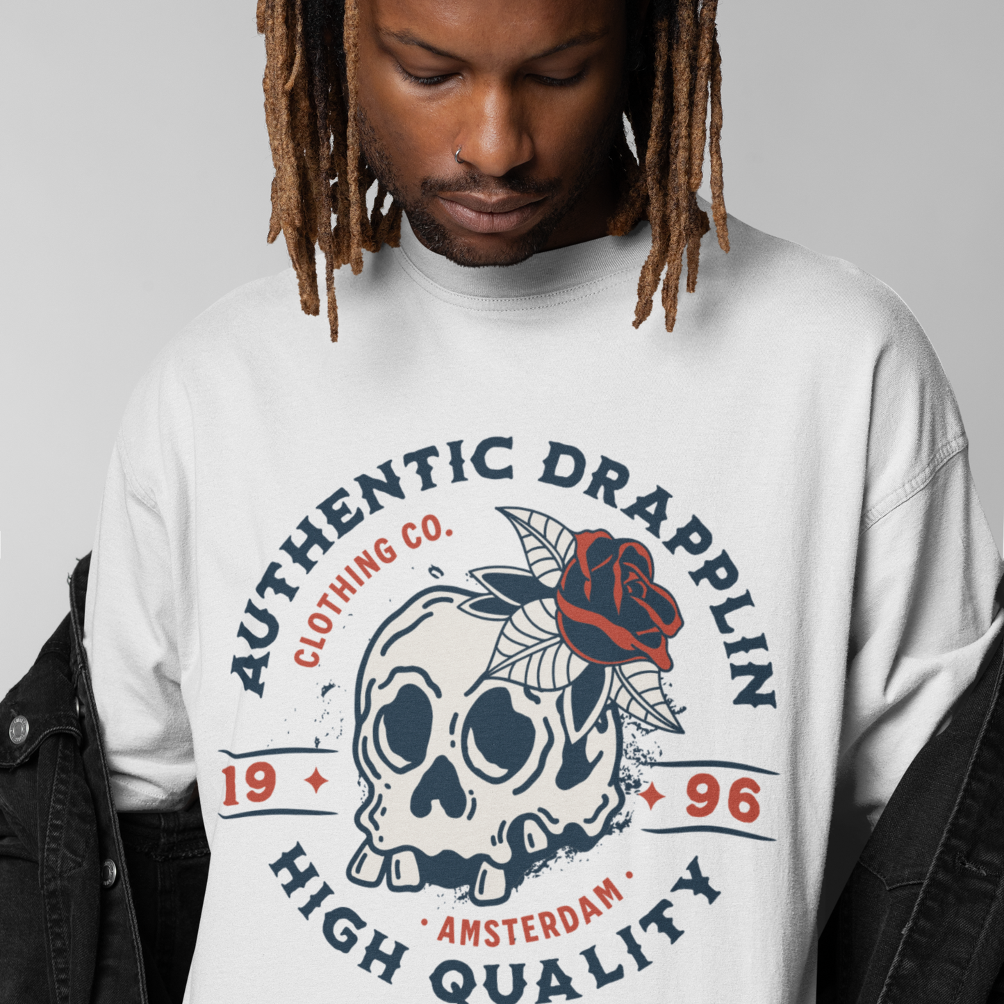 Drapplin Authentic Premium White Oversized Printed T-shirt