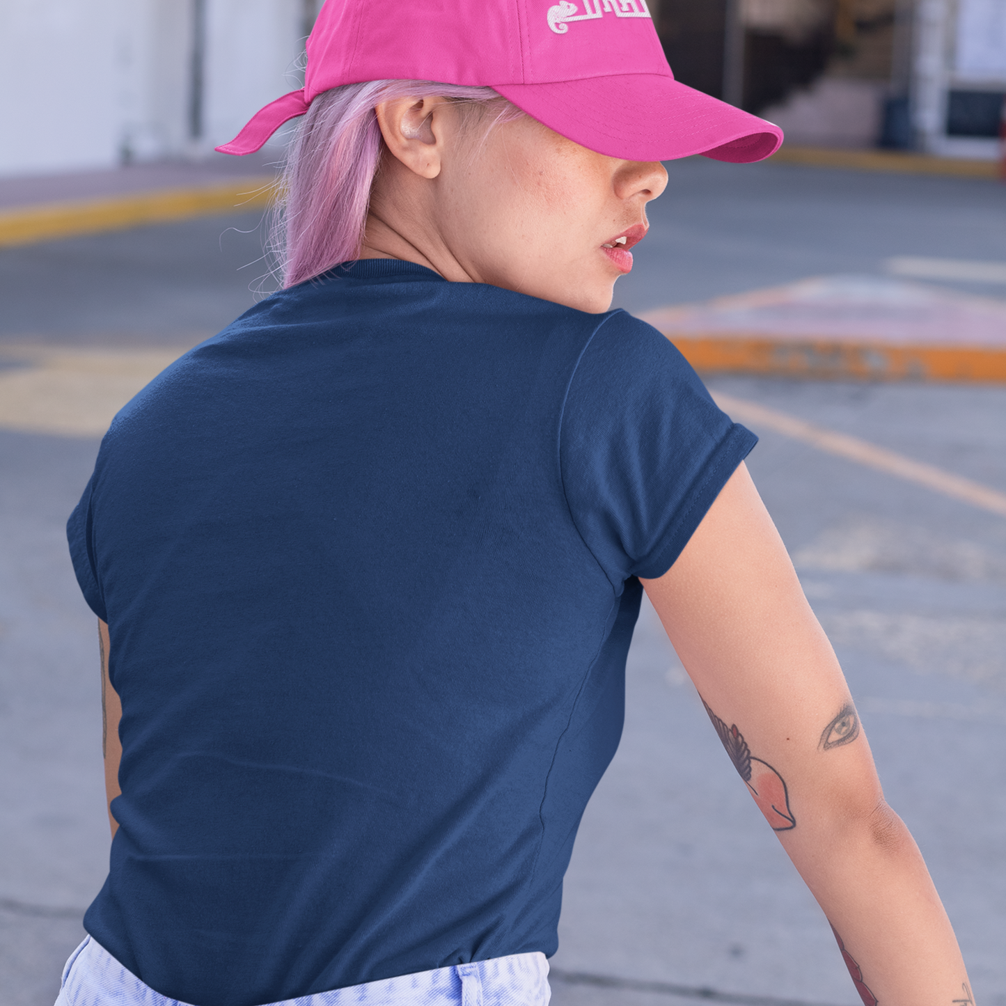 Birds Of Feather Navy Blue Woman Regular Fit Printed T-shirt