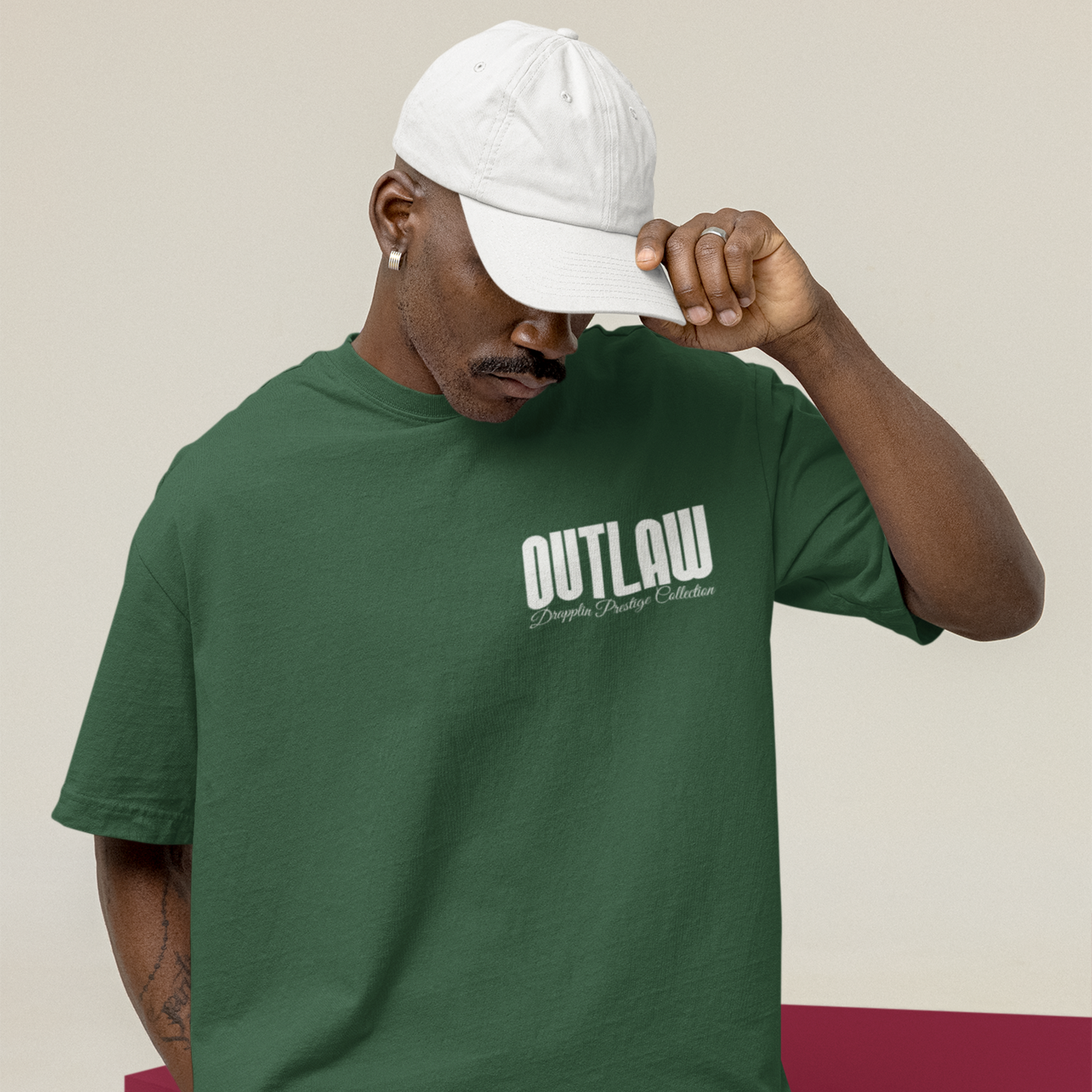 Outlaw Premium Forest Green Oversized Typography Back Printed T-shirt