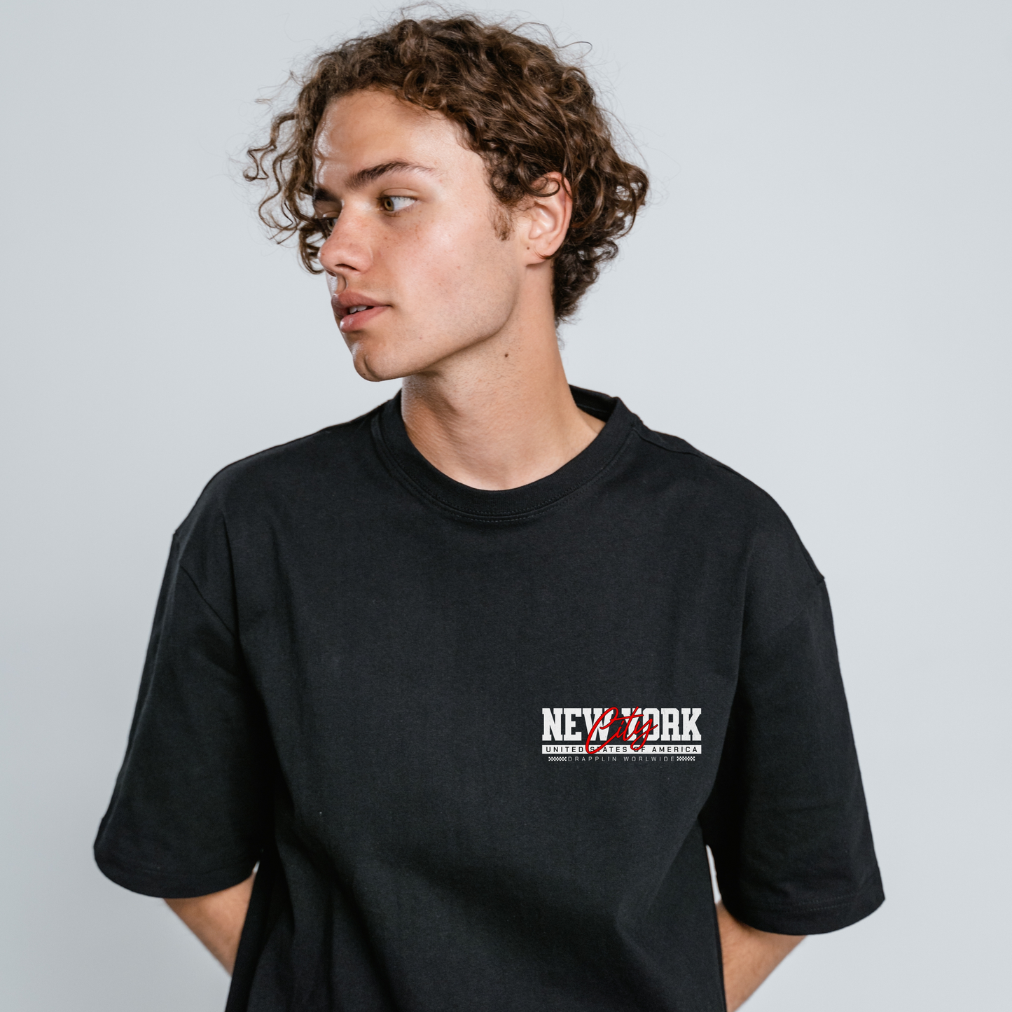 New York Premium Black Oversized Typography Back Printed T-shirt
