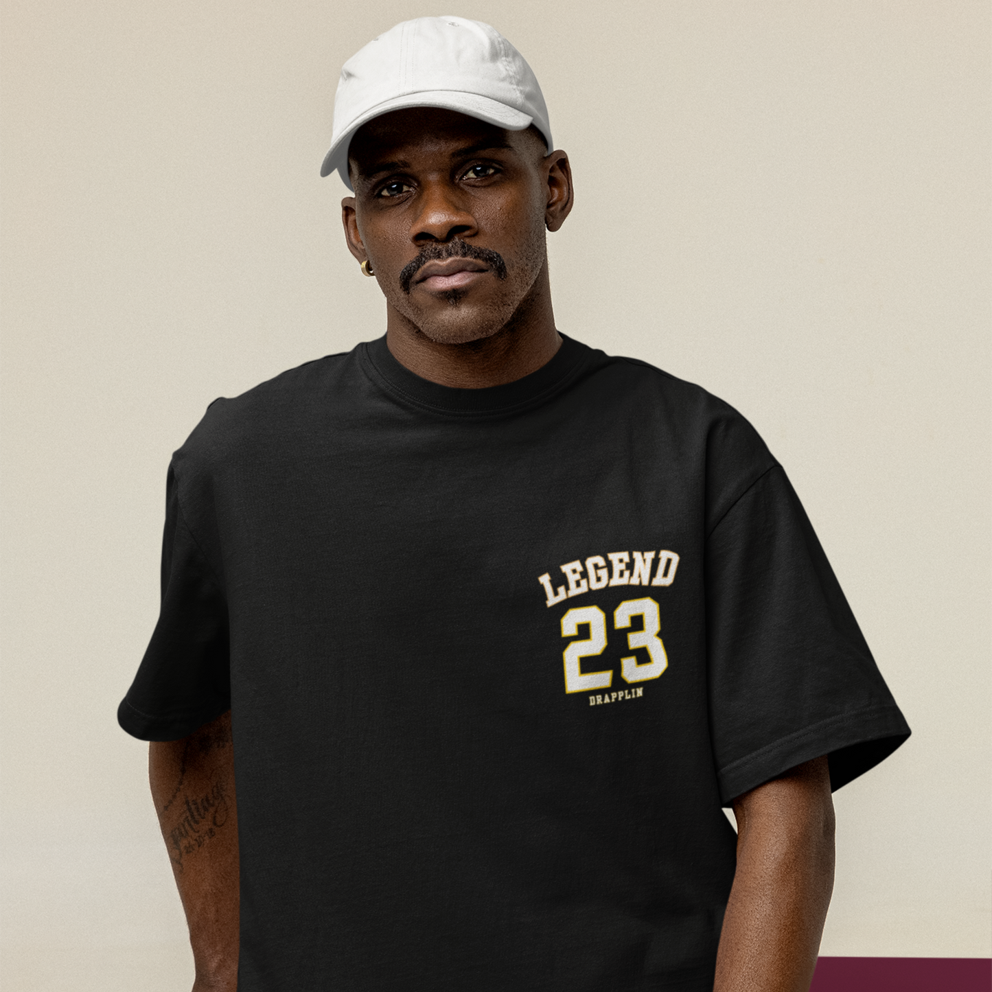 Legend Premium Black Oversized Typography Back Printed T-shirt