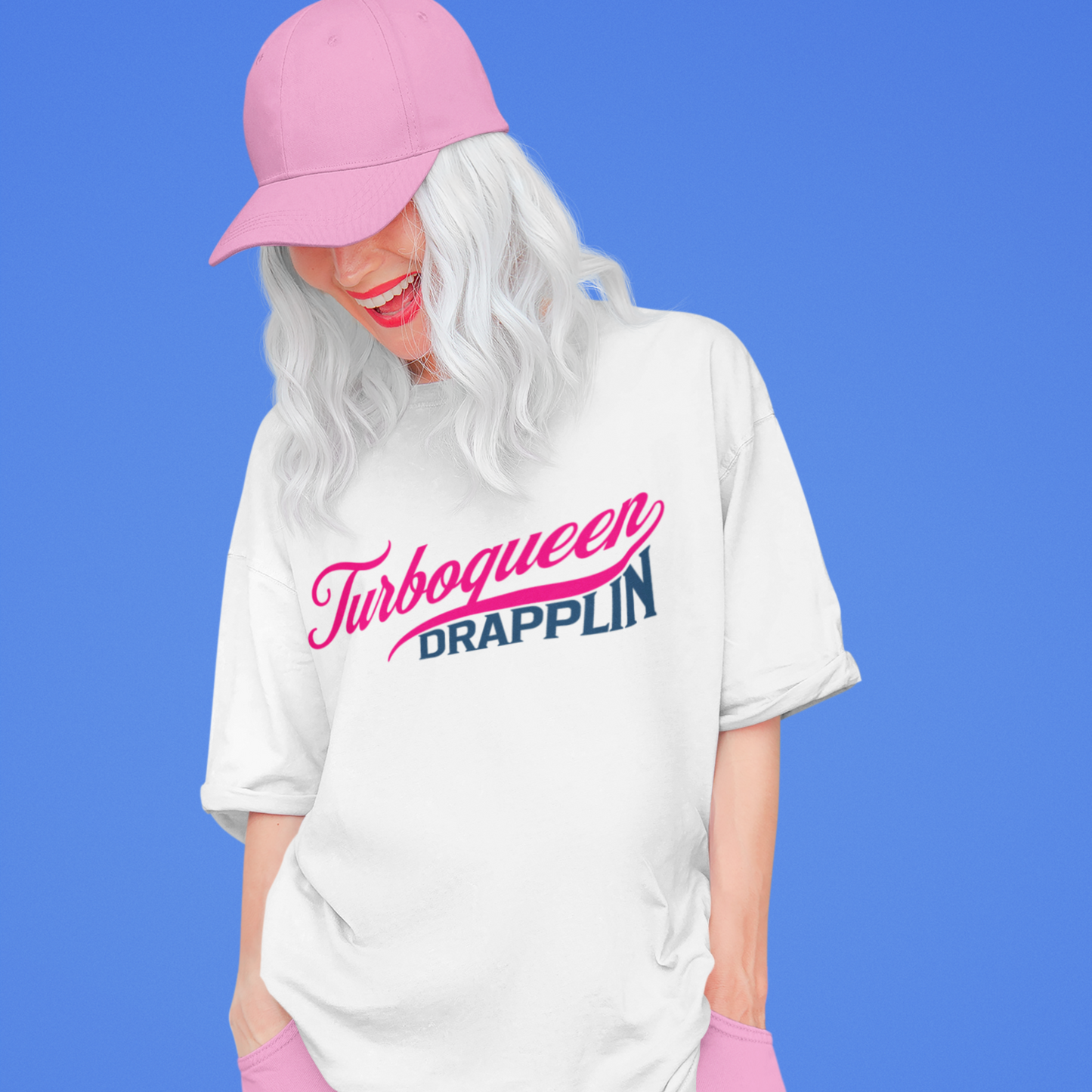 Turboqueen Premium White Woman Oversized Back Printed T-shirt