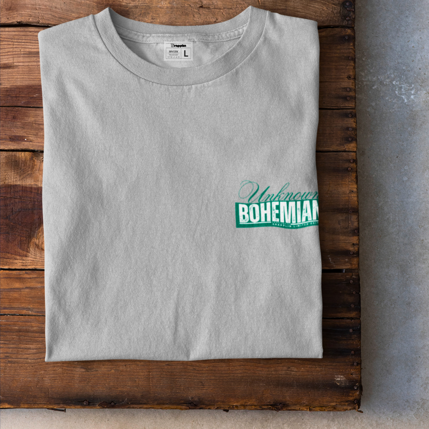 Unknown Bohemian Premium Grey Mélange Oversized Typography Back Printed T-shirt