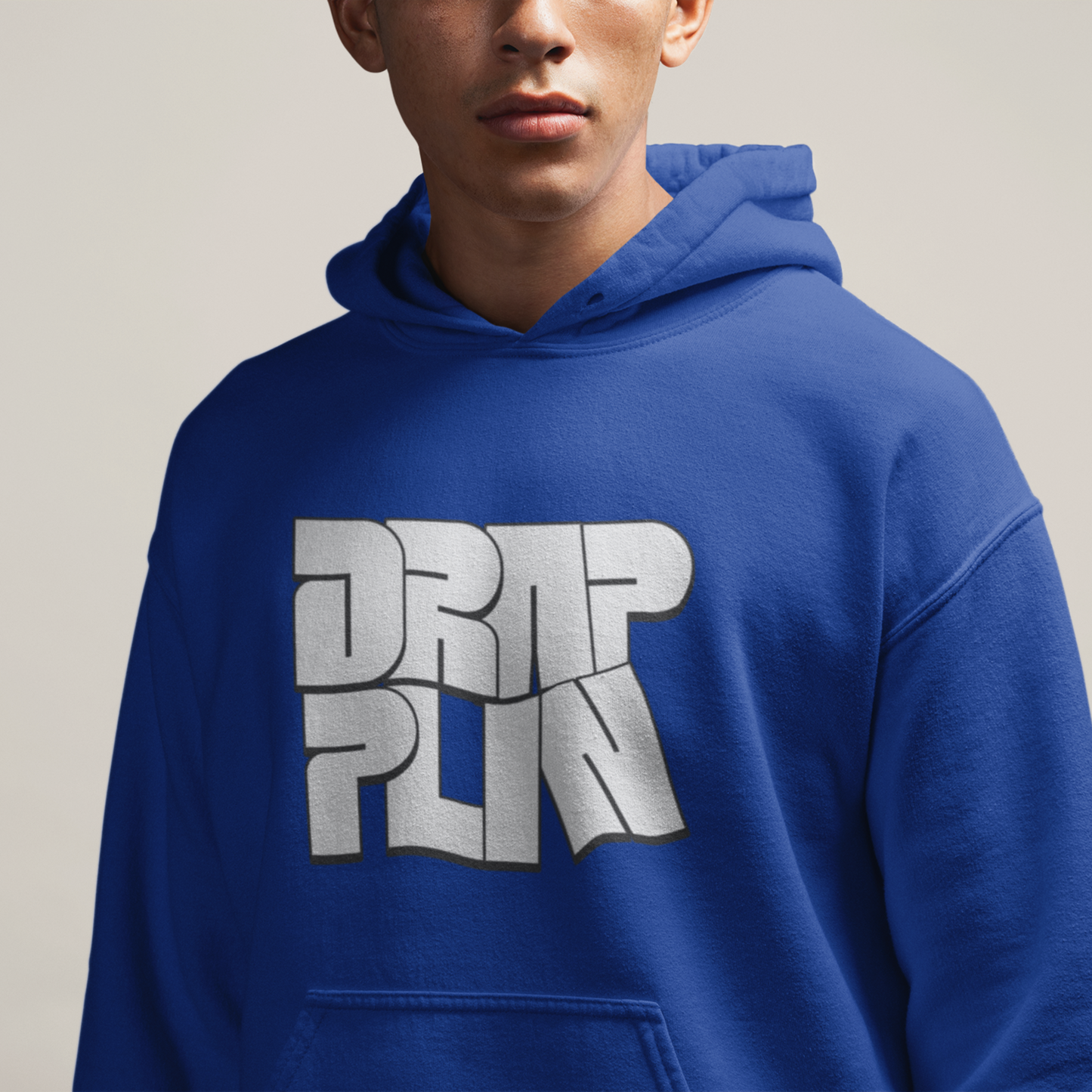Drapplin Royal Blue Regular Typographic Printed Hoodie