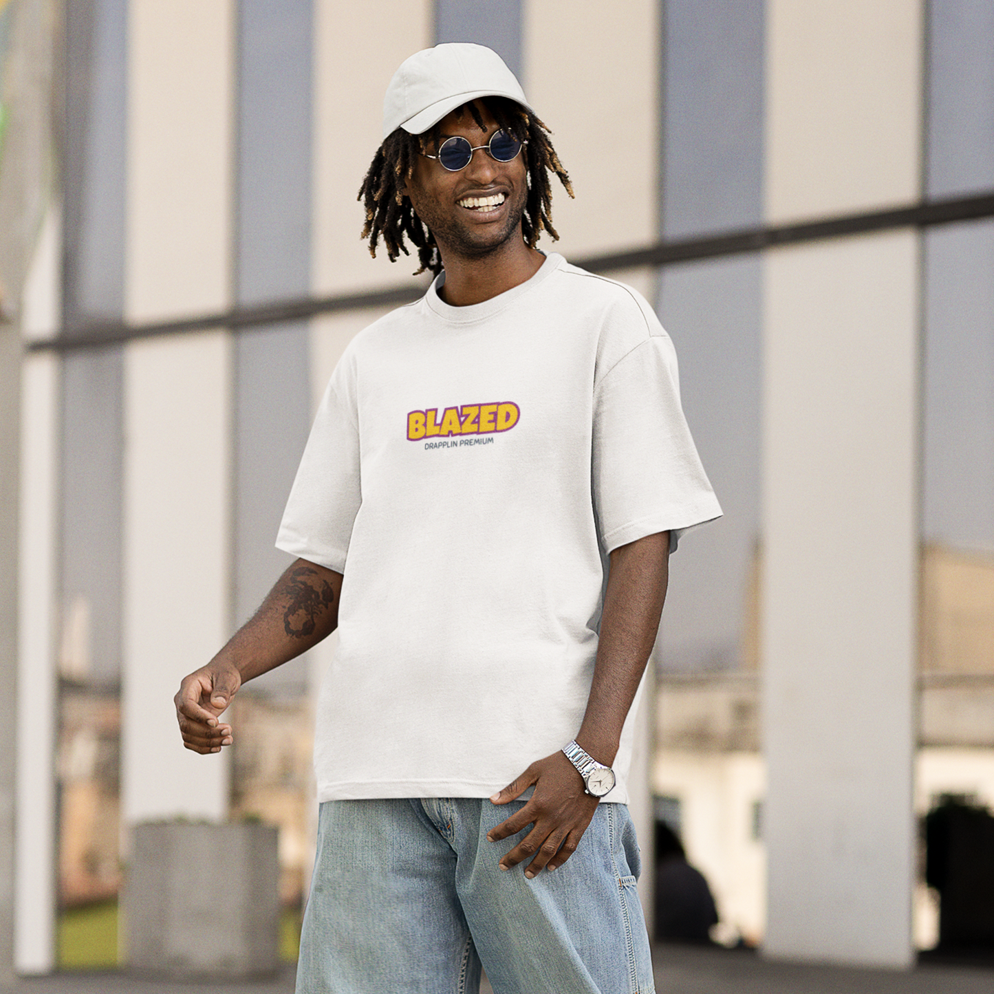 Blazed Premium White Oversized Typography Back Printed T-shirt