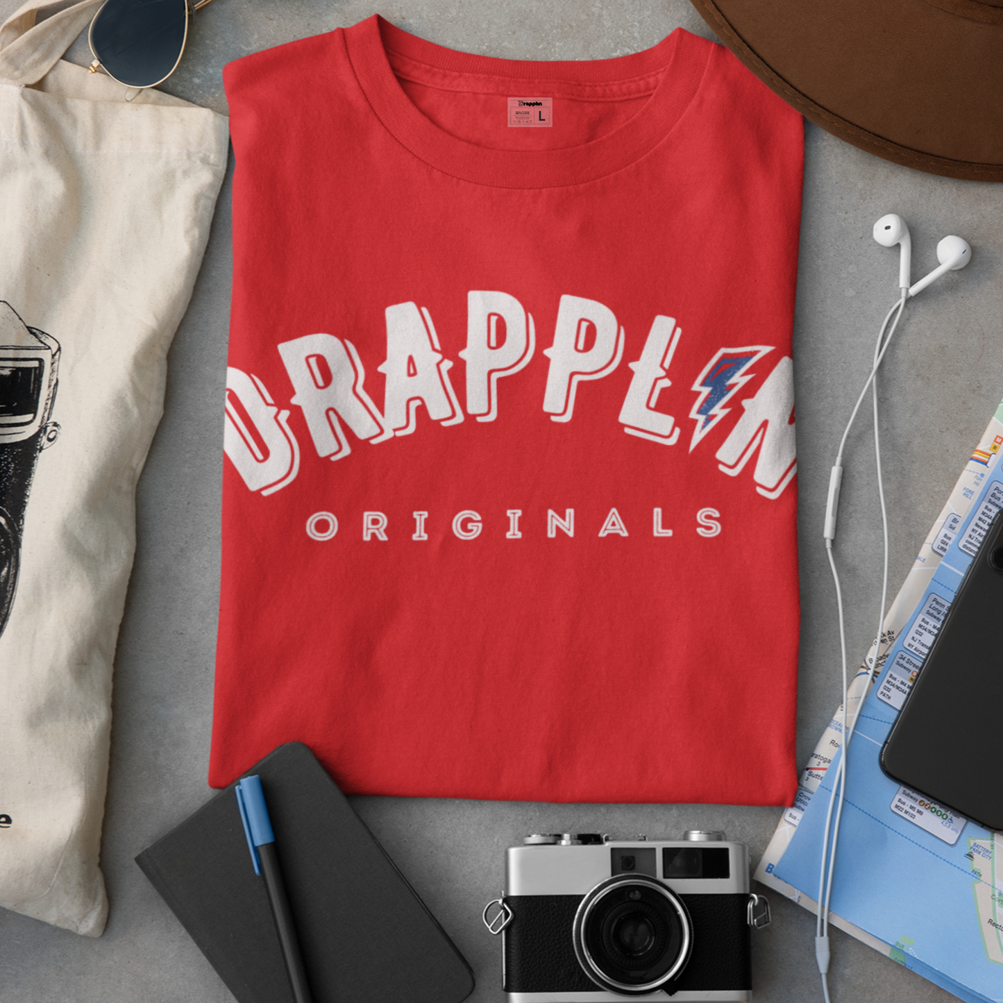 Drapplin Signature Red Oversized Unisex Typography Printed T-shirt