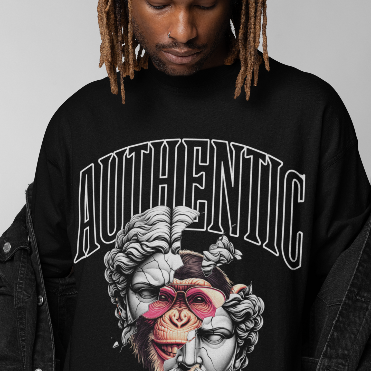 Authentic Premium Black Oversized Printed T-shirt