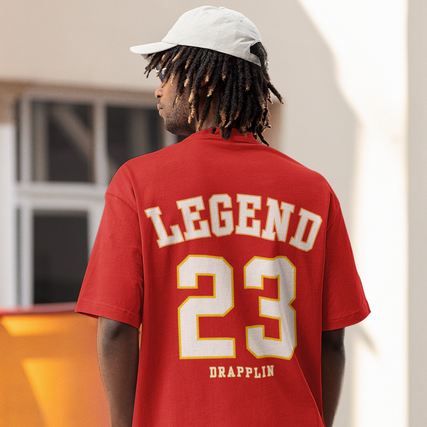 Legend Premium Red Oversized Typography Back Printed T-shirt