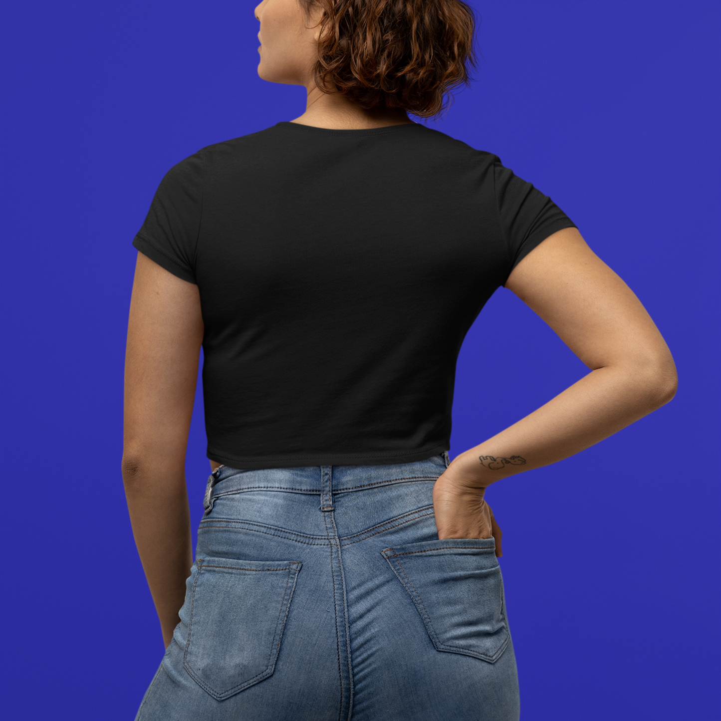 Women's Wildcats Black Graphic Printed Crop Top T-shirt