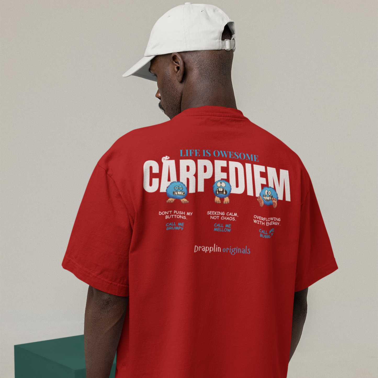 Carpediem Premium Red Oversized Typography Back Printed T-shirt