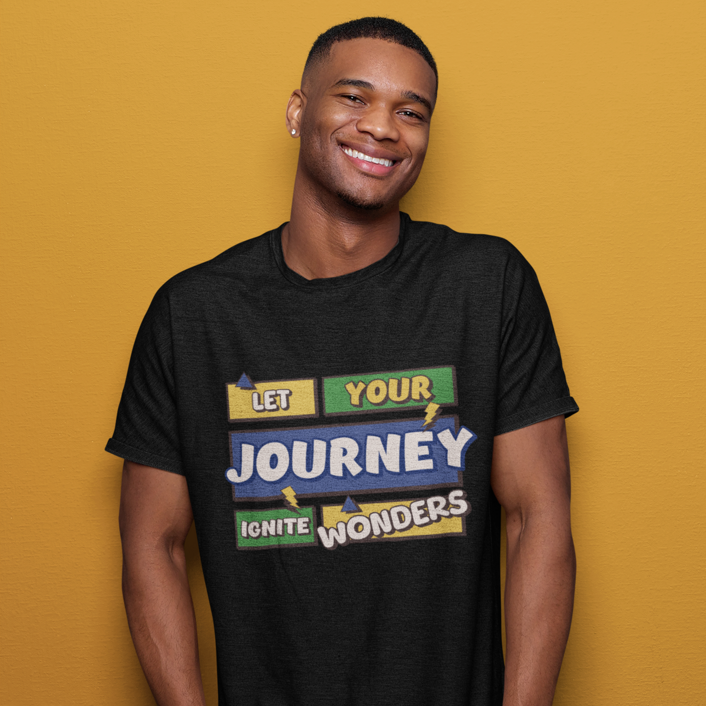 Ignite Black Crew Neck Graphic Printed T-shirt