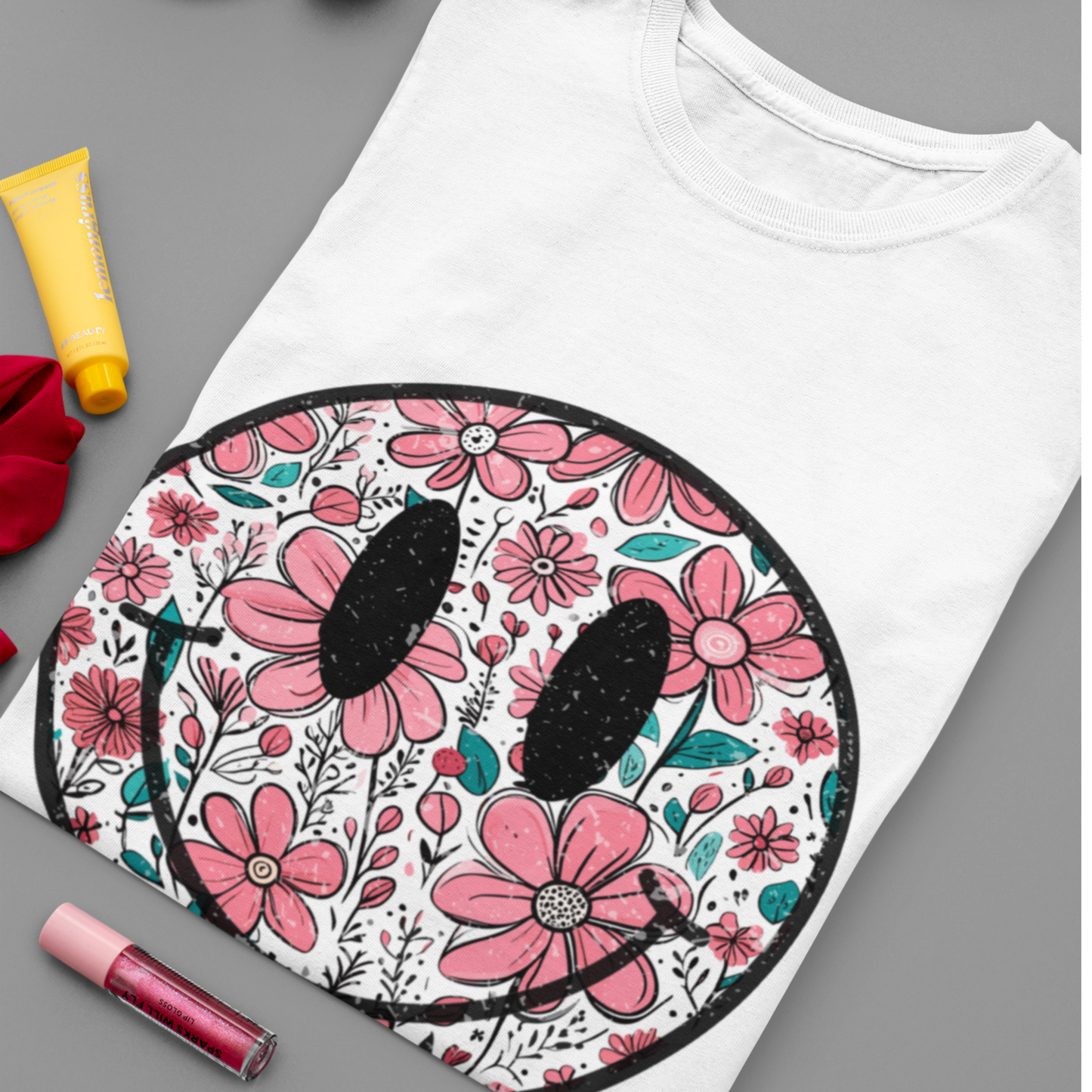 Smiley Premium White Woman Oversized Printed T-shirt
