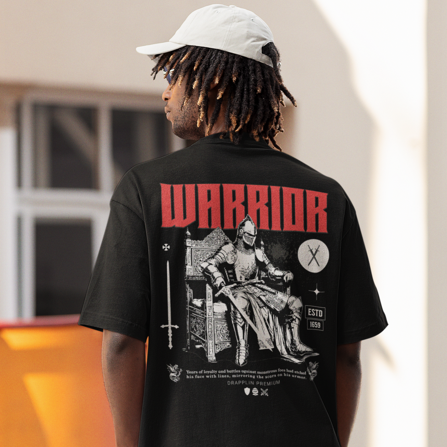 Warrior Premium Black Oversized Typography Back Printed T-shirt