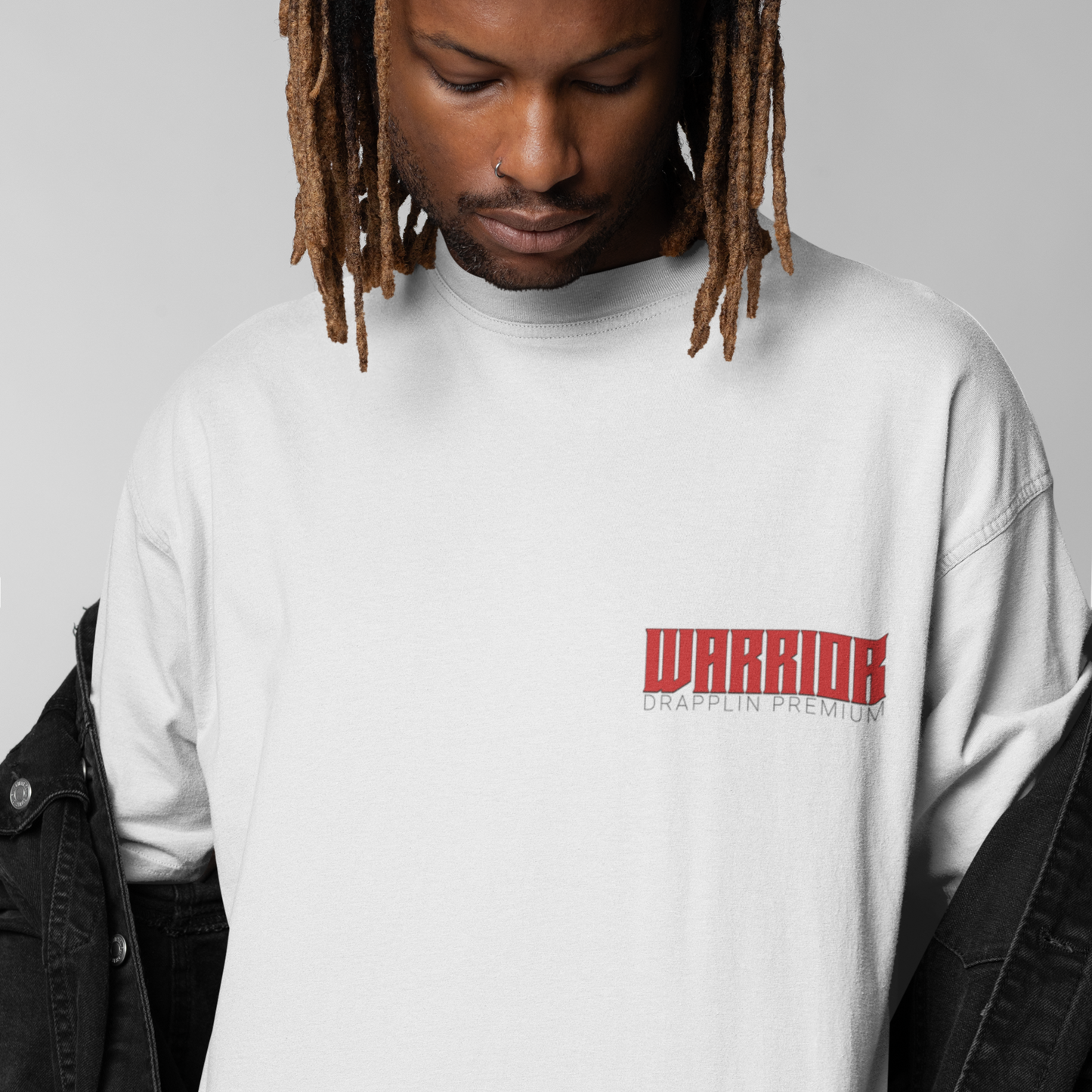 Warrior Premium White Oversized Typography Back Printed T-shirt
