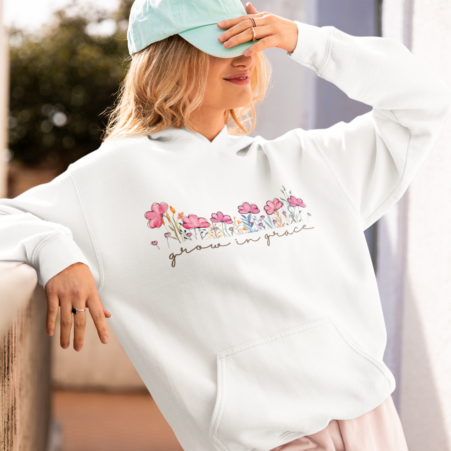Grow White Woman Regular Typographic Printed Hoodie