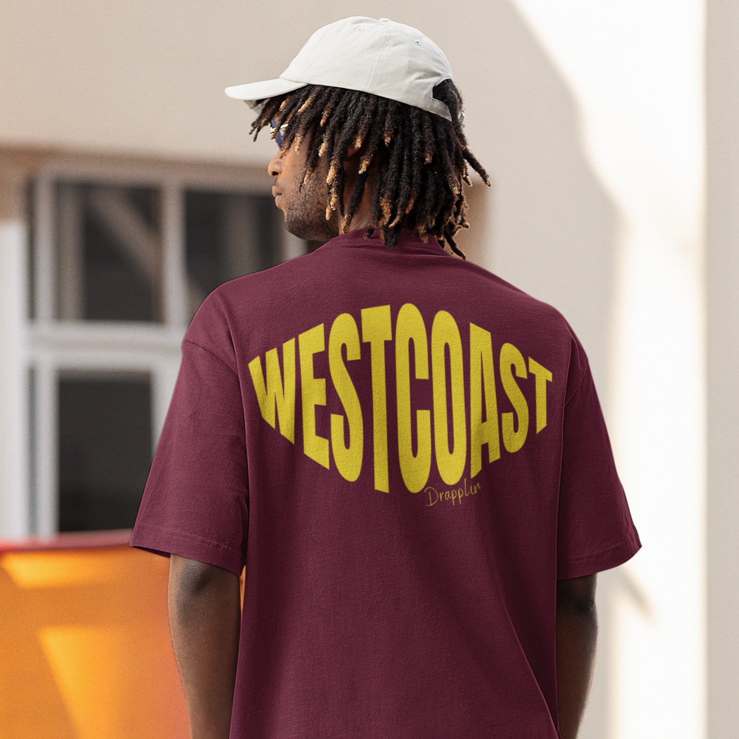 Westcoast Premium Maroon Oversized Typography Back Printed T-shirt