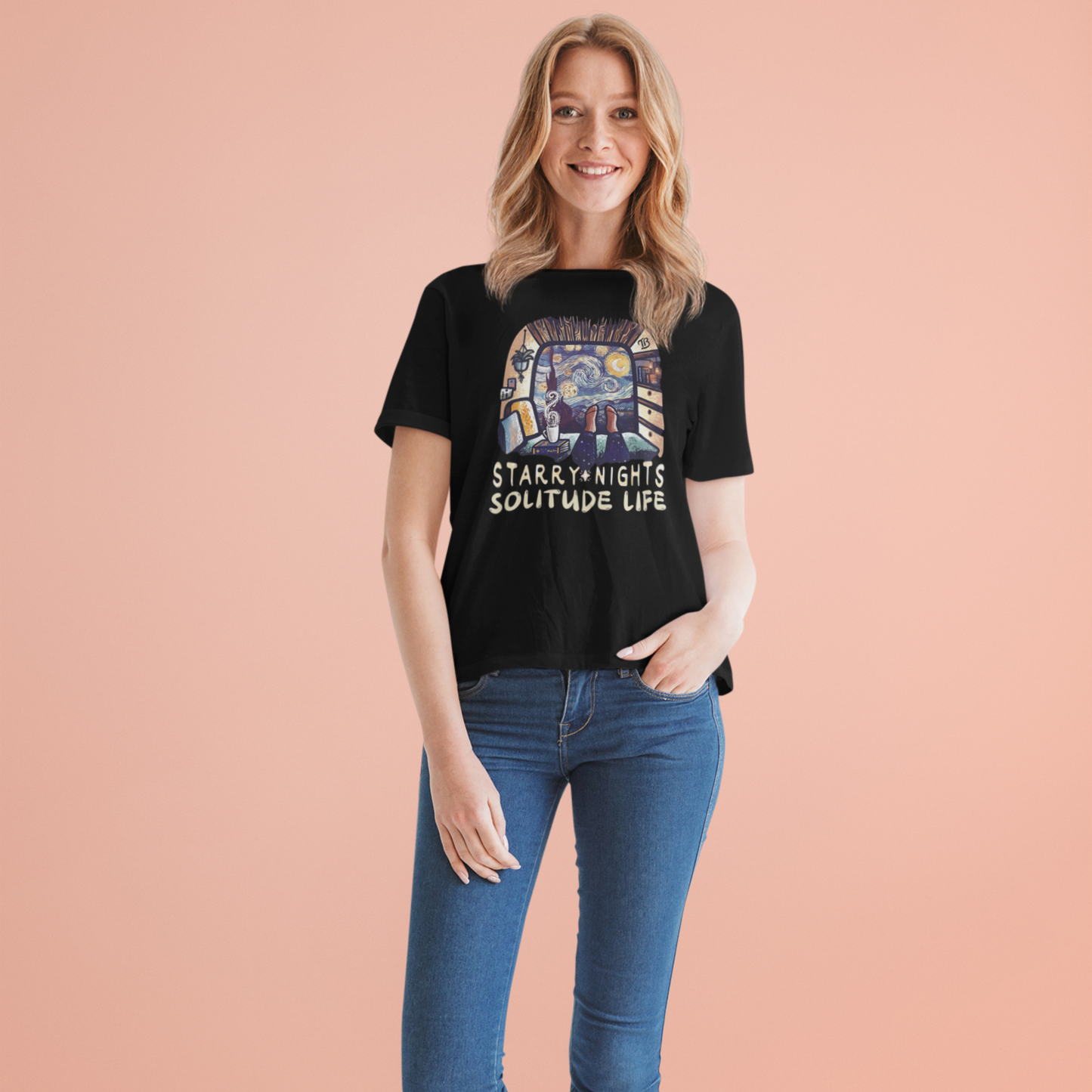 Solitude Black Woman Regular Fit Printed T-shirt