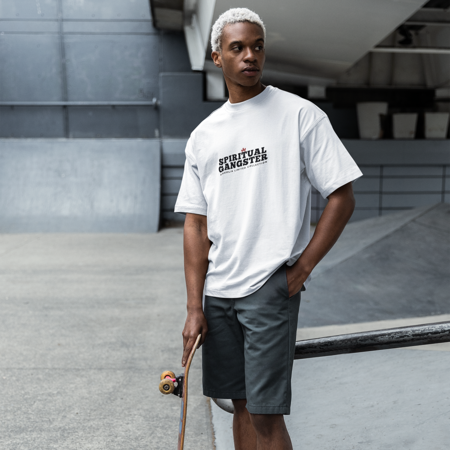 Spiritual Gangster Premium White Oversized Typography Back Printed T-shirt