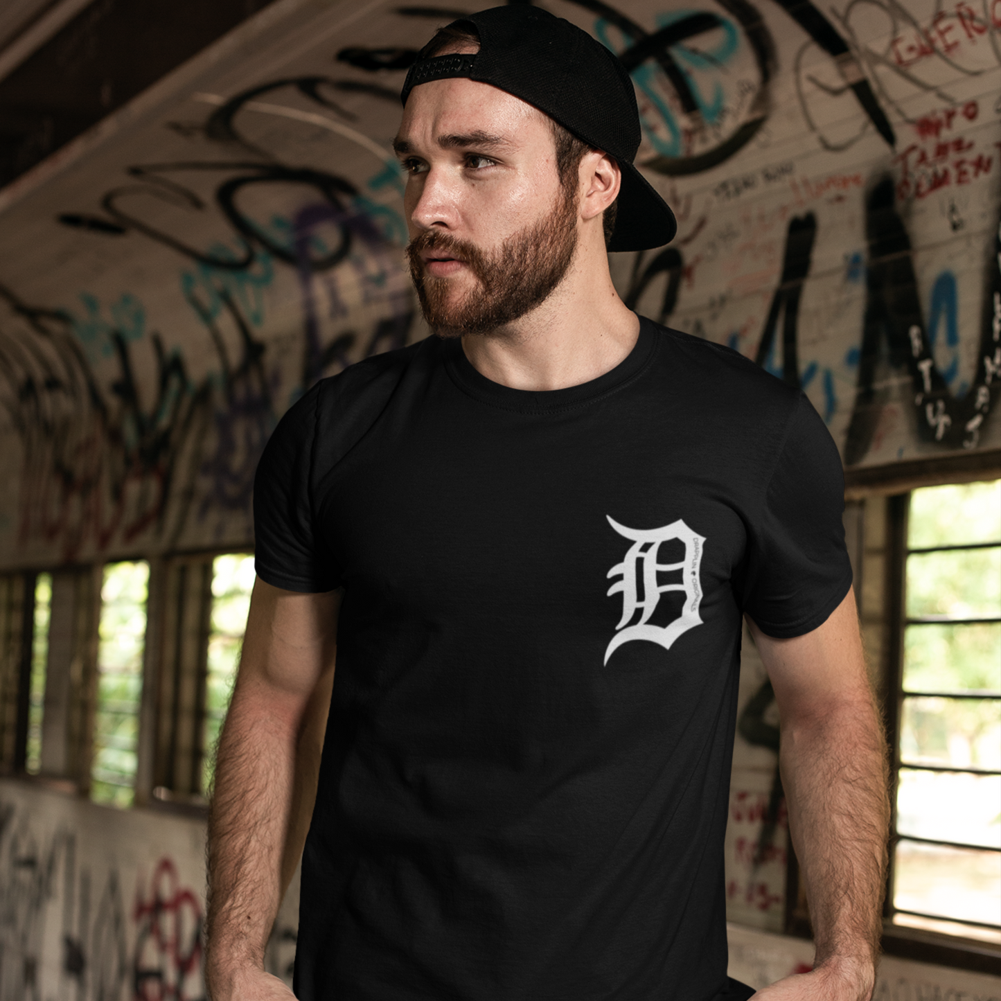 Drapplin Originals Typographic Black Crew Neck Printed T-shirt
